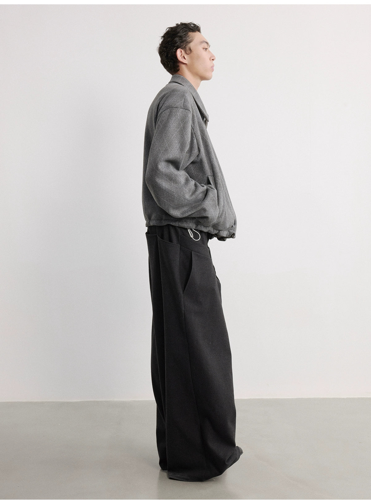 Drawstring Fleece Diamond Jacket