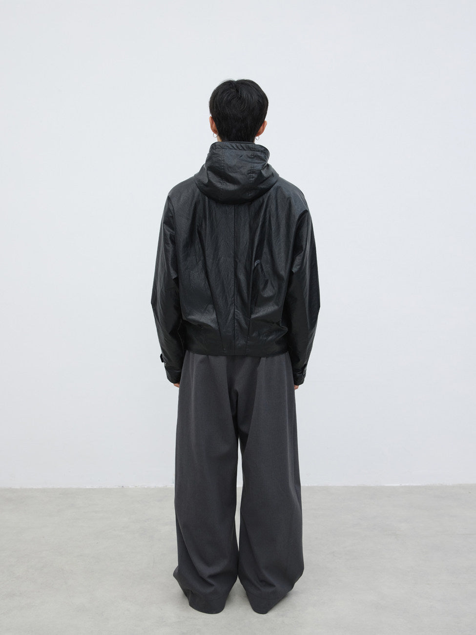 Multi-Structure Hooded Leather Jacket