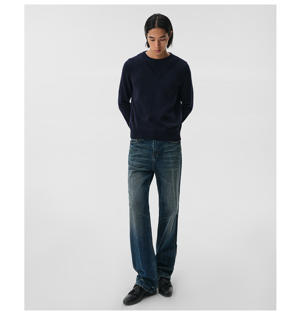 Cold water washed slimfit classic denim pants