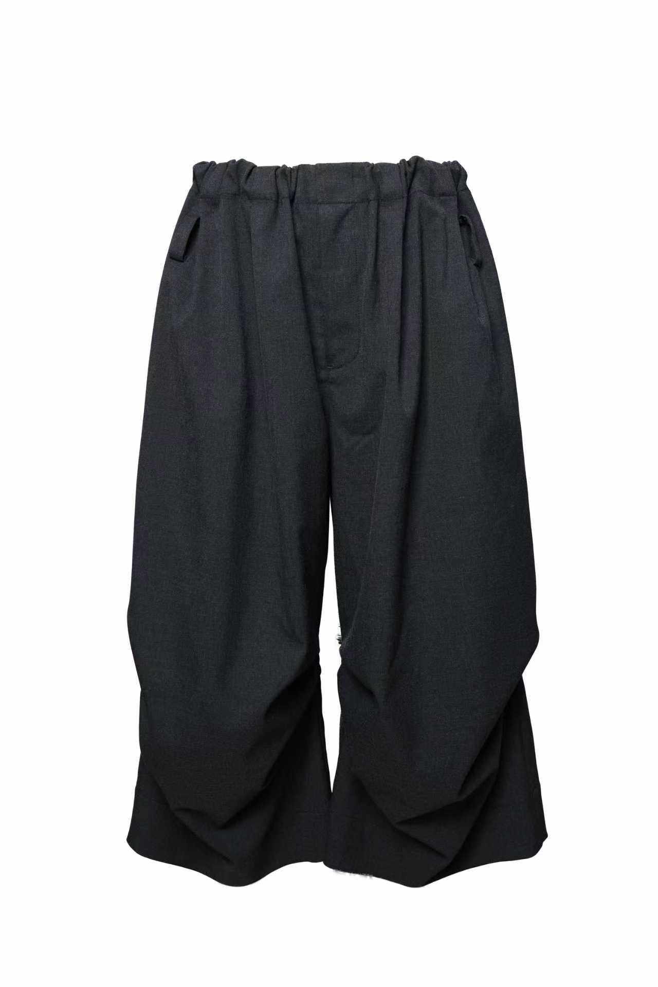 Drape Knee-Pleated Balloon Casual Cropped Pants