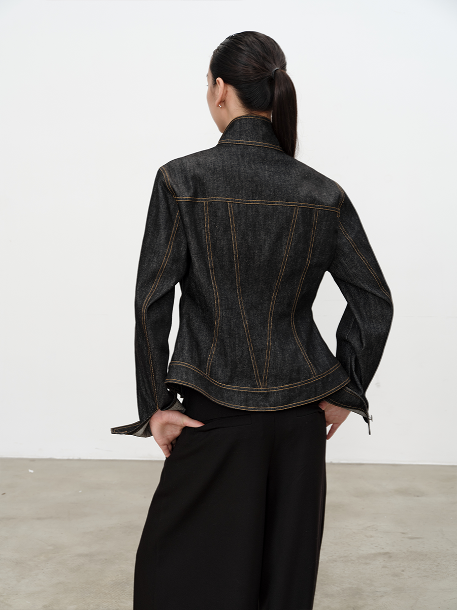 Slanted Placket Denim Jacket 12oz