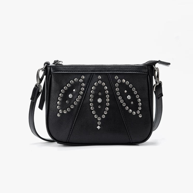 Handmade stud pattern shoulder bag