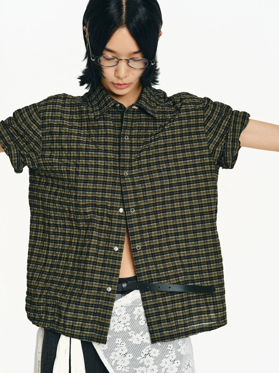 GREEN CHECK SHORT-SLEEVE SHIRT