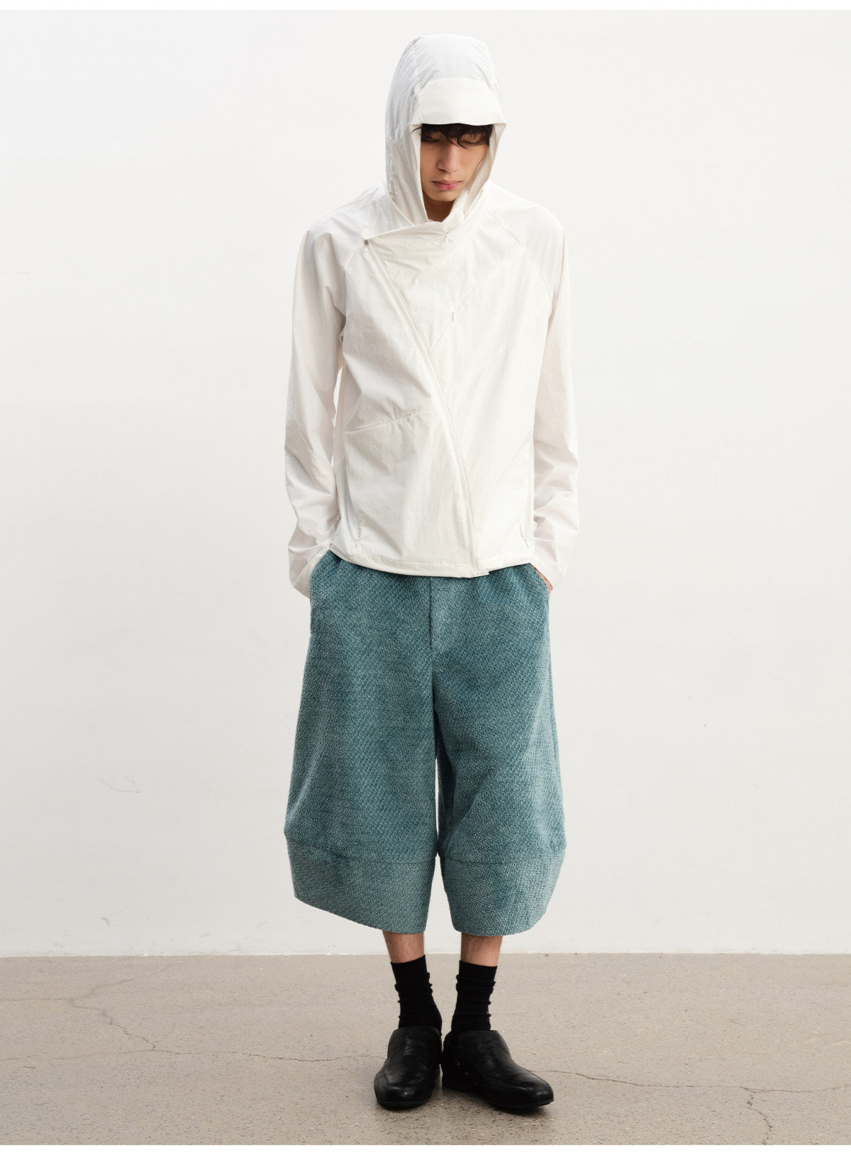 Layered velvet shorts