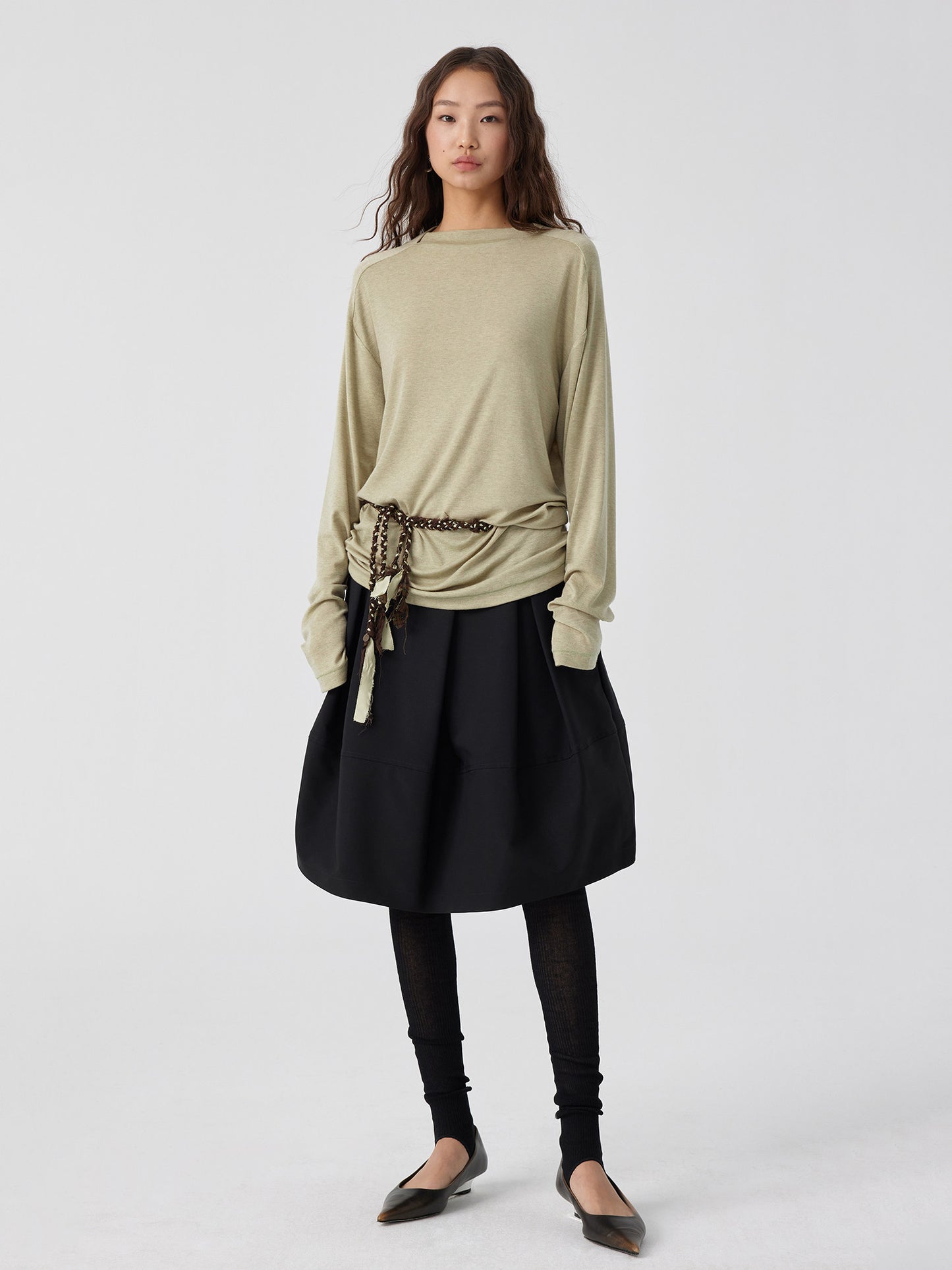 Straight Neck long-sleeved T-shirt