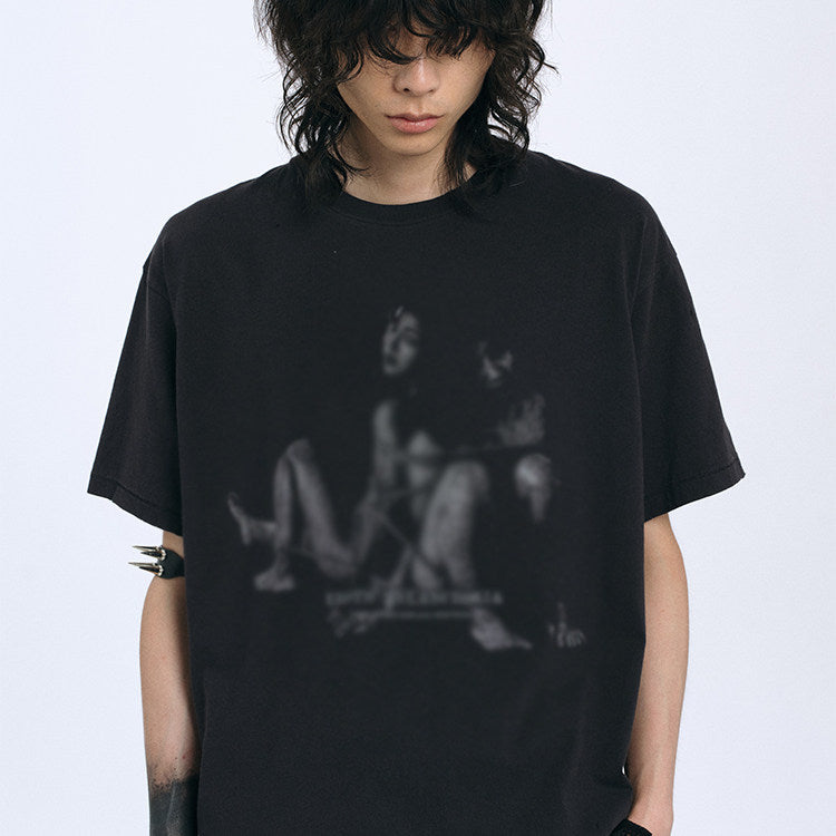 VELVET GIRLS* Washed old short-sleeved t-shirt