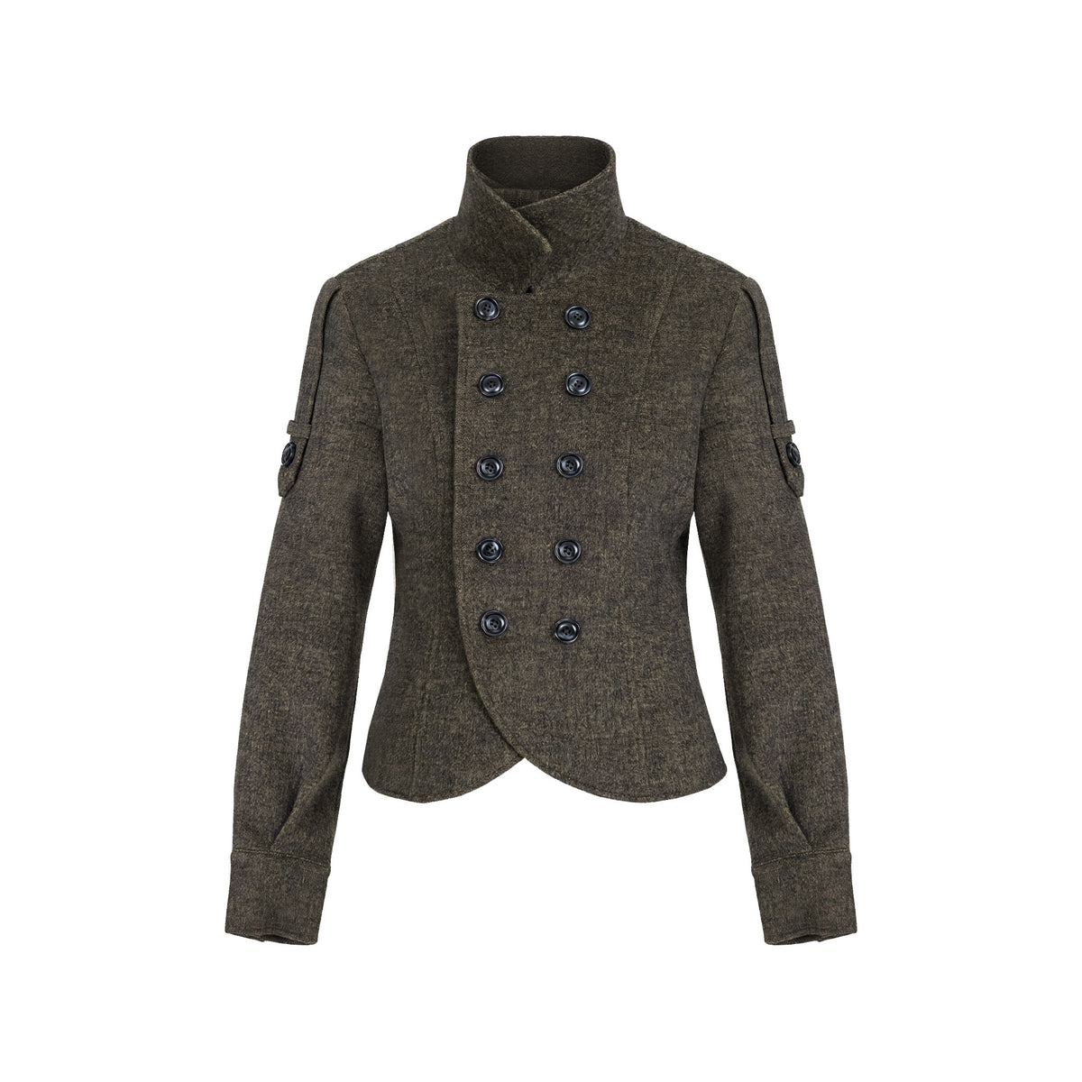 Double-Breasted Short Wool Jacket