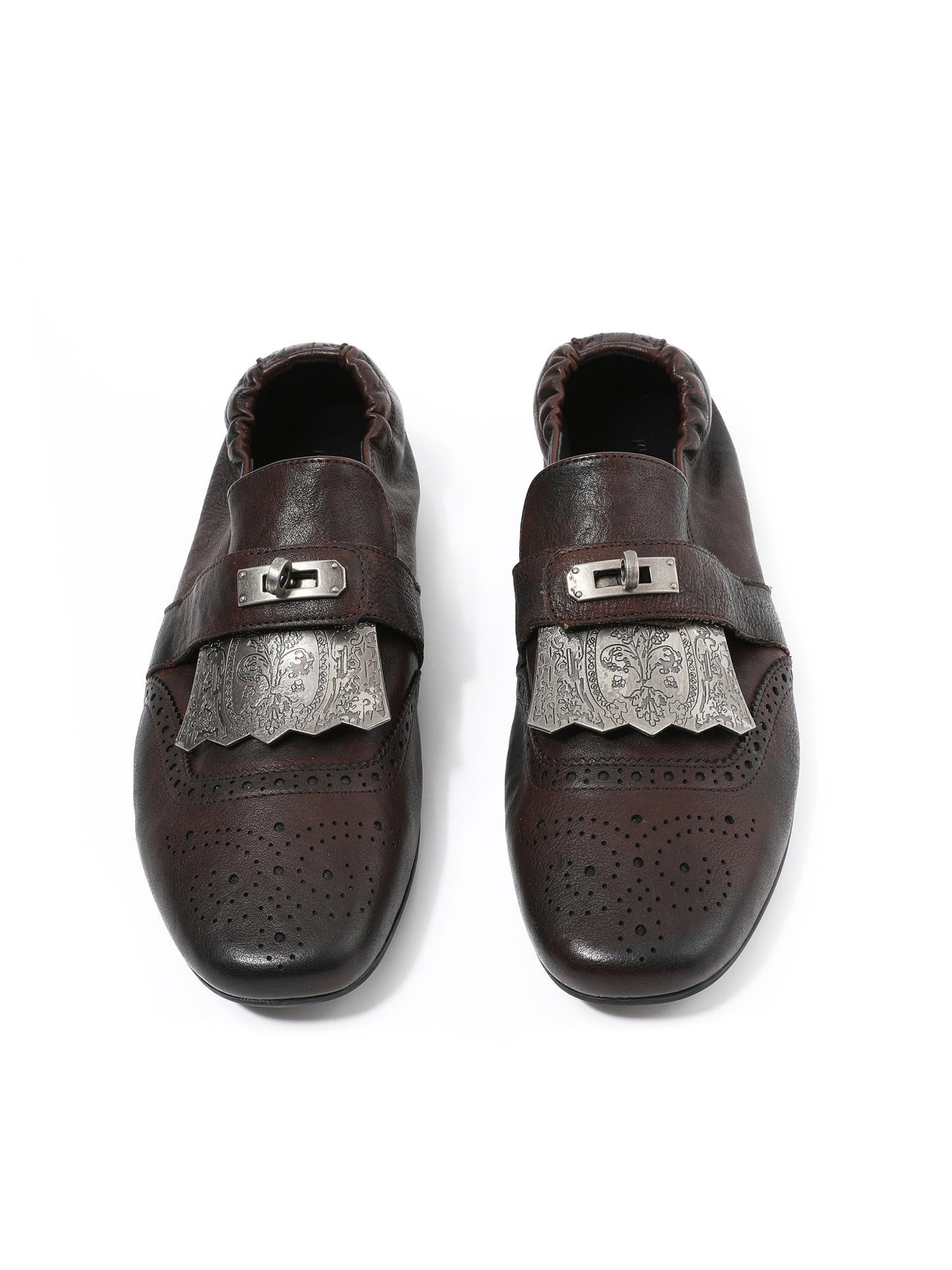 Metal Carved Slip-on Derby