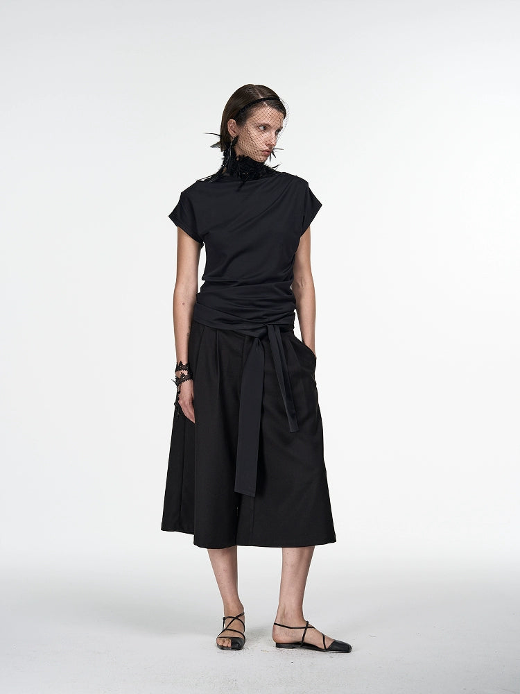 Ribbon pleated Shorts
