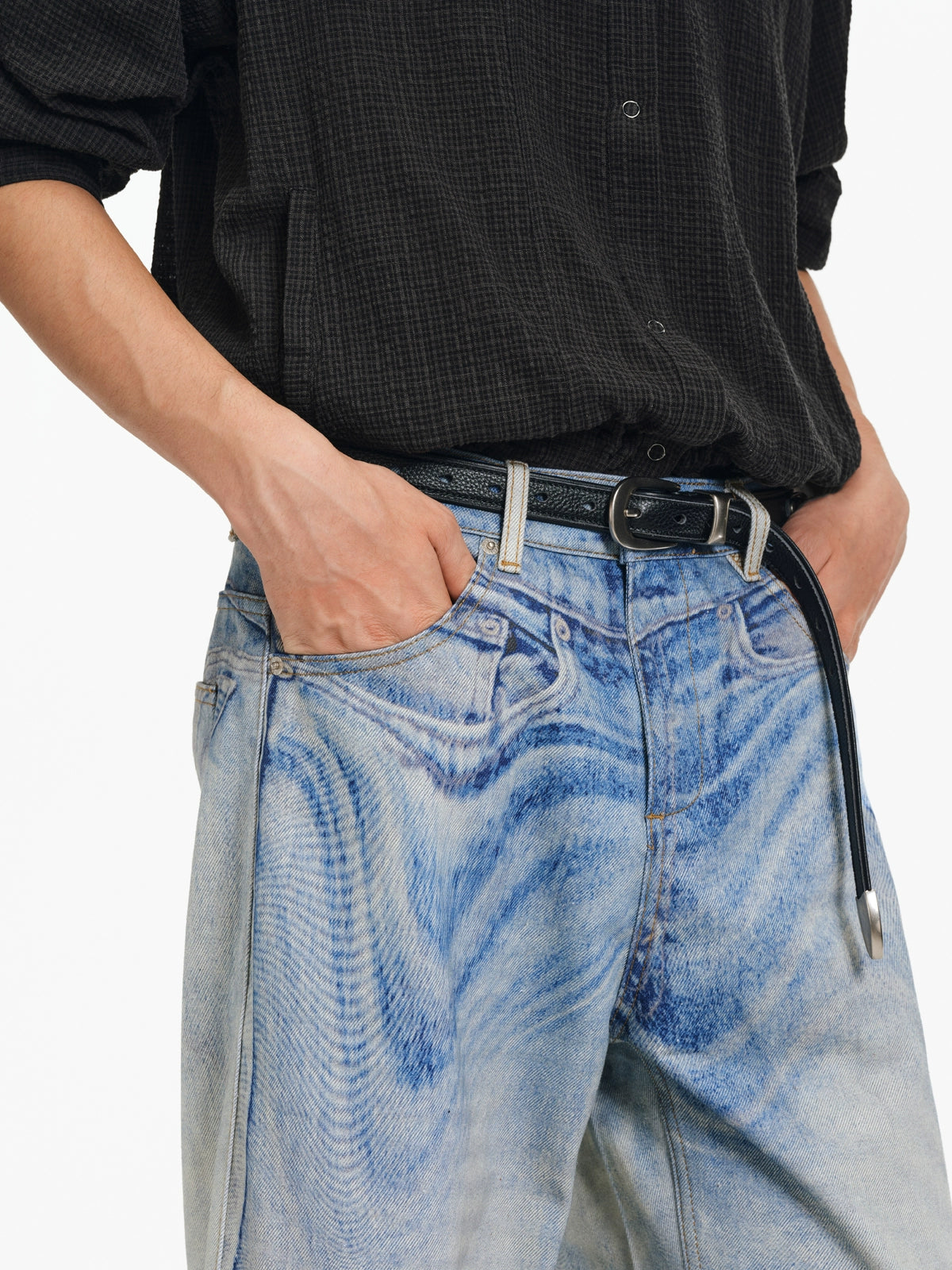 Digital Ink Print Wide Jeans