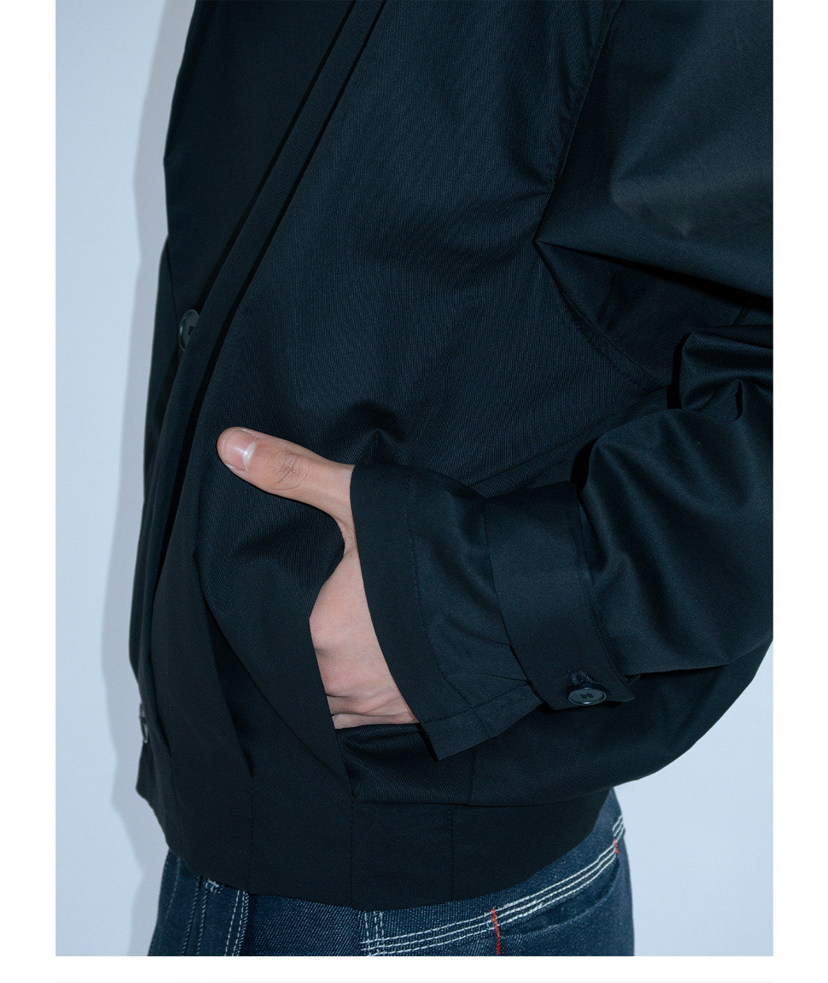 Deconstructed pleated vintager shirt jacket