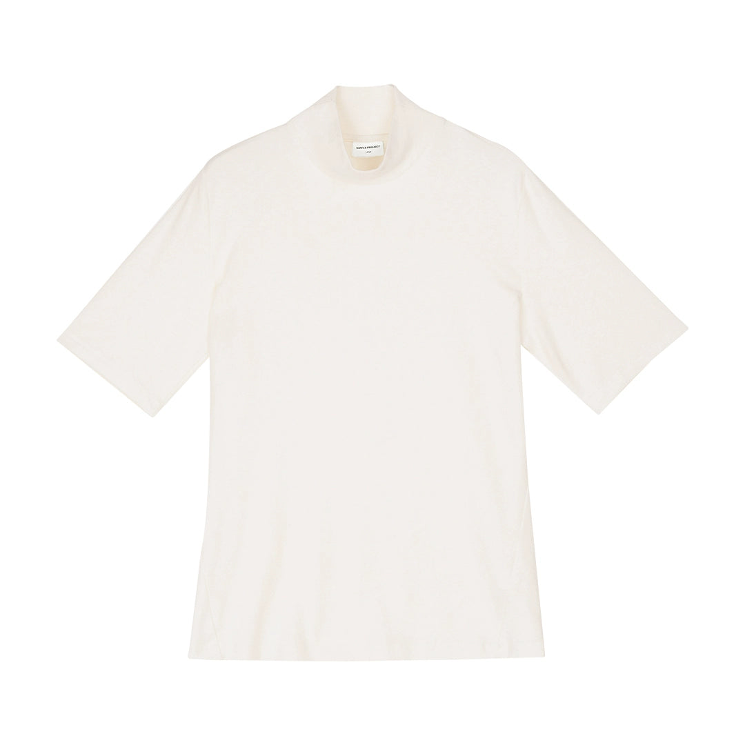 Slub knit slim turtleneck T-shirt