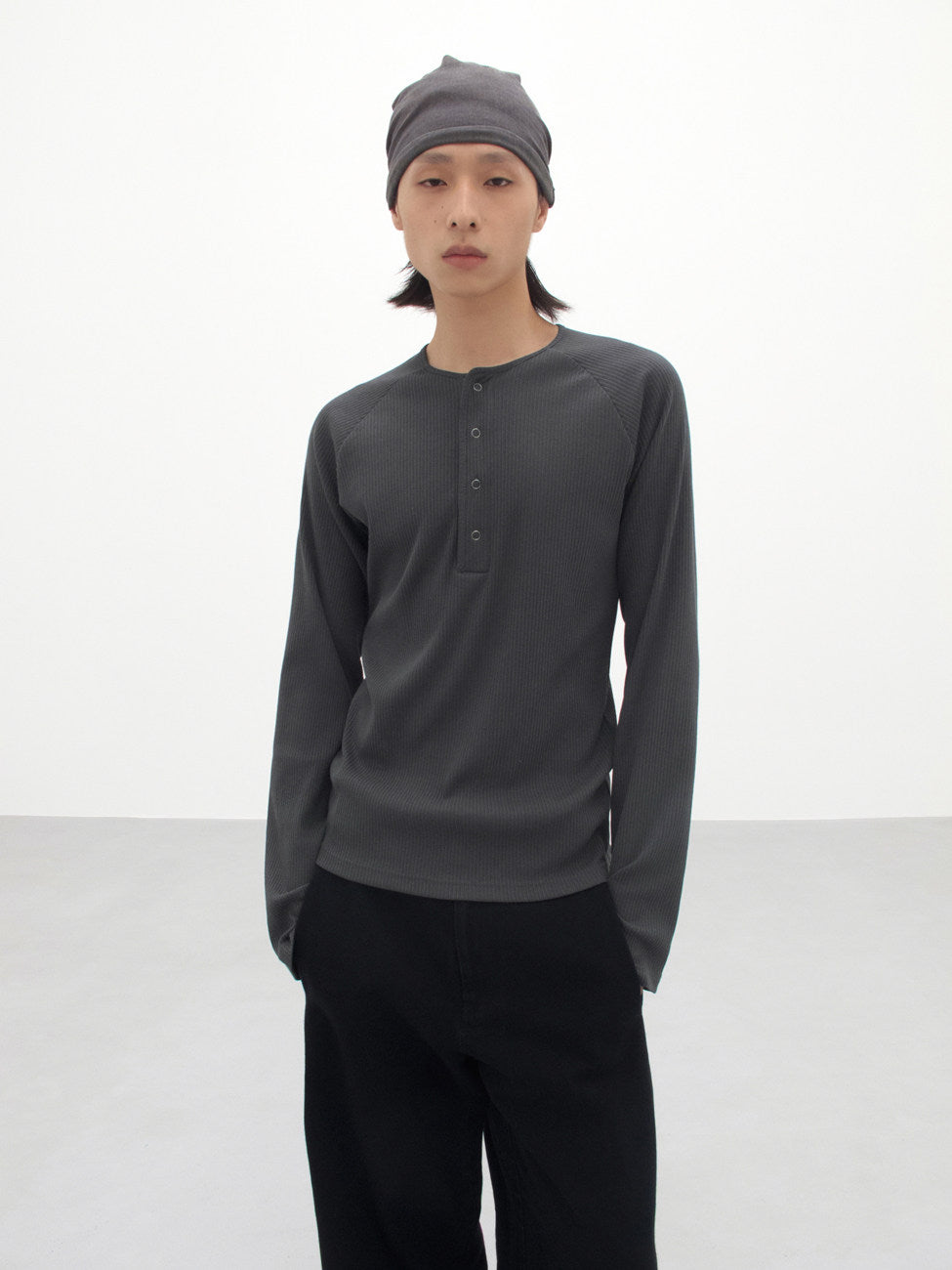 Pit strips slim henry collar long sleeve t-shirt