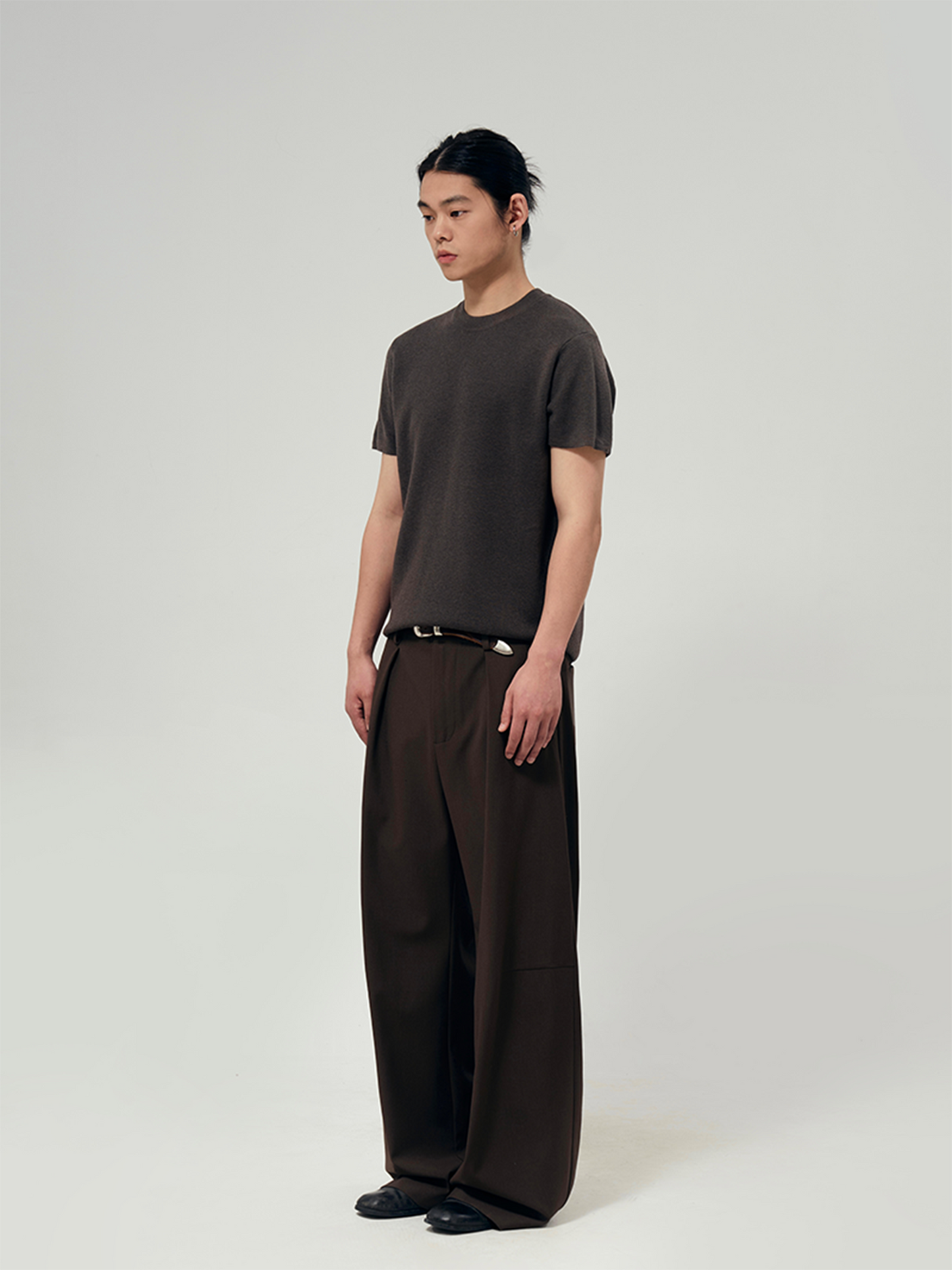Scimitar pleated trousers