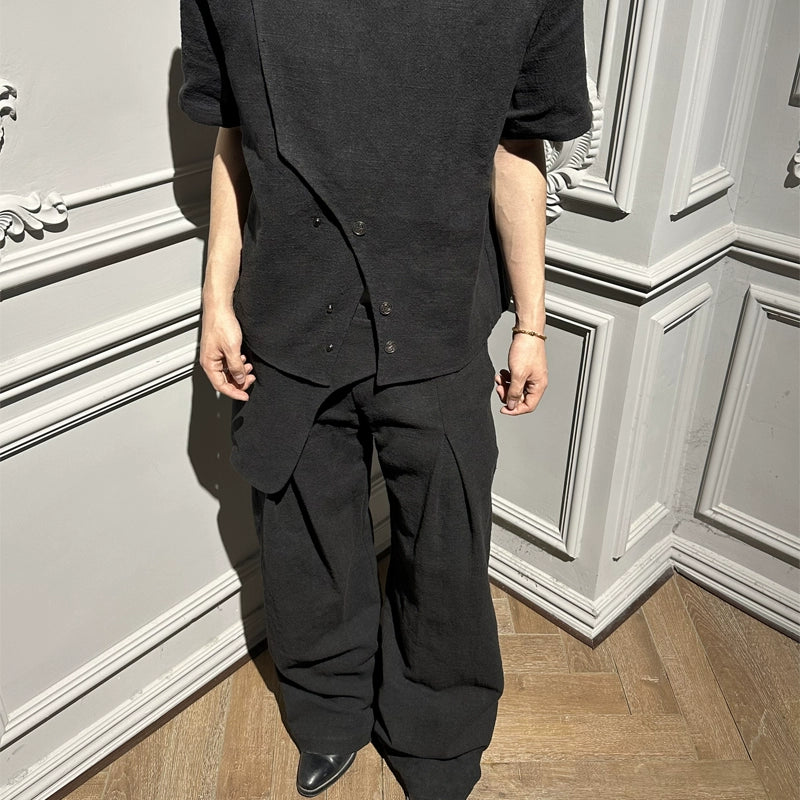 "Accumulation" loose wide-leg fencing pants