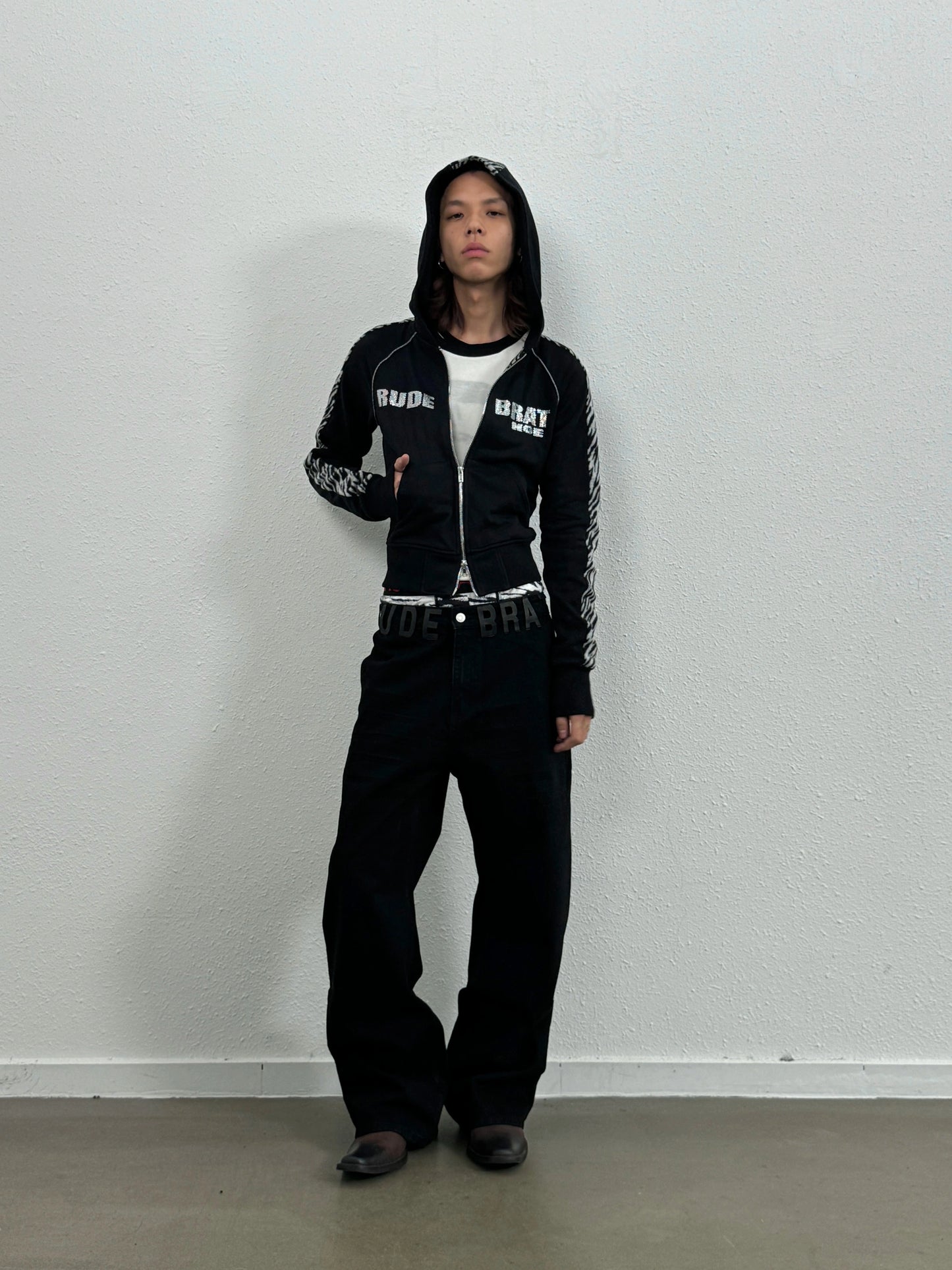 'RUDEBRAT'  leather ring jeans