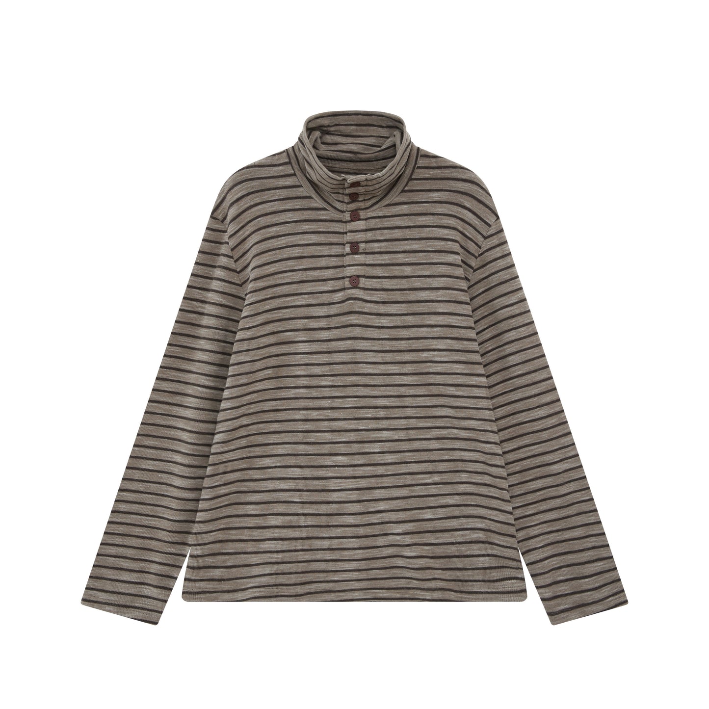 "Sunset Dusk" stand-up collar striped long-sleeved T-shirt