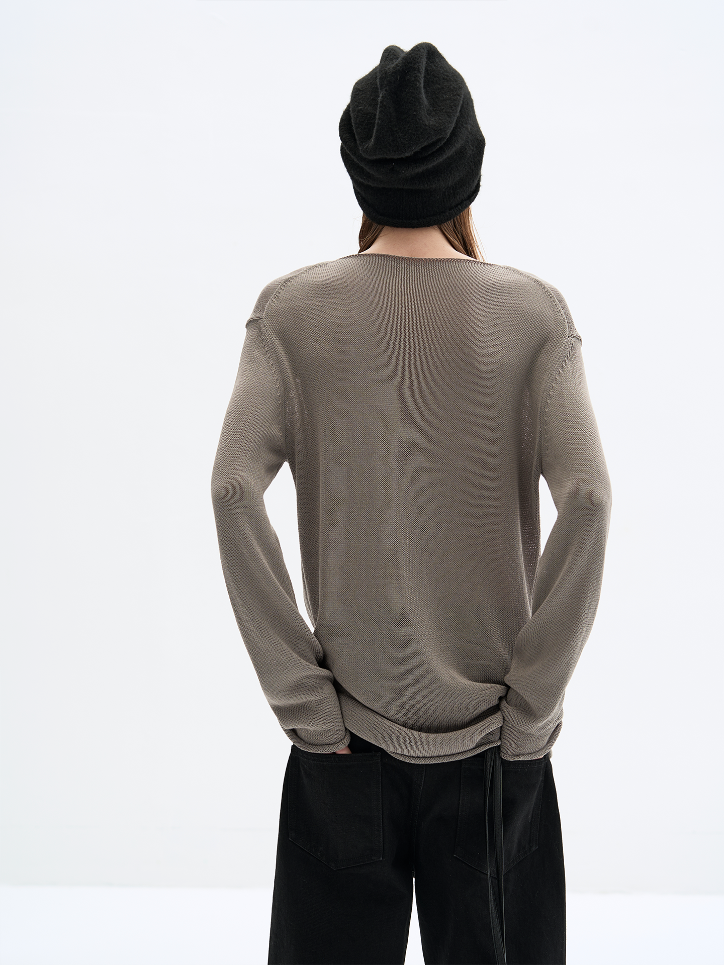 Sheer Wide Neck Long Sleeve T-shirt