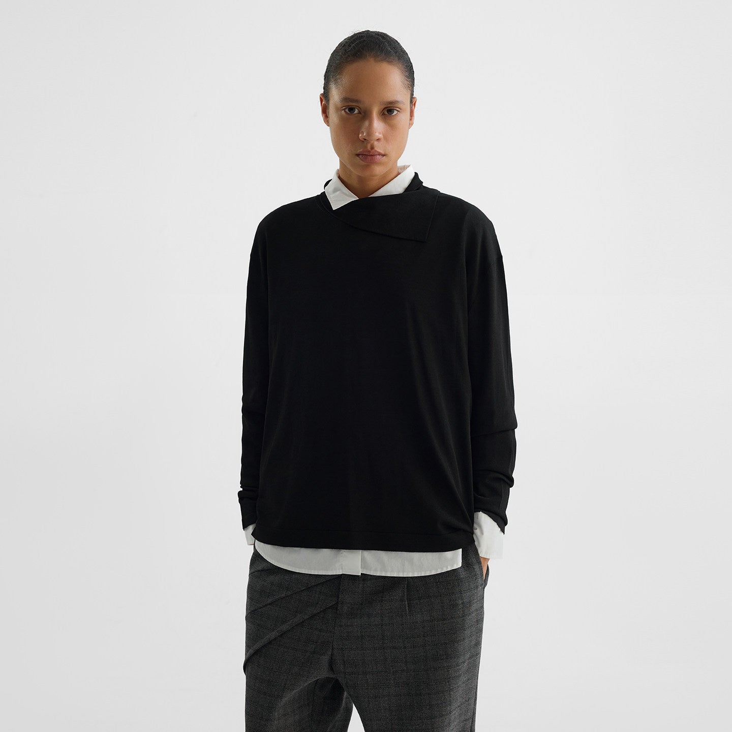 Black Silk Long Sleeve T-Shirt