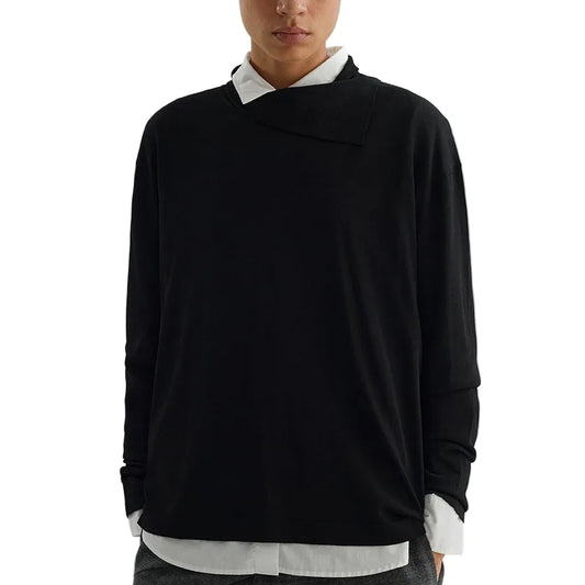 Black Silk Long Sleeve T-Shirt