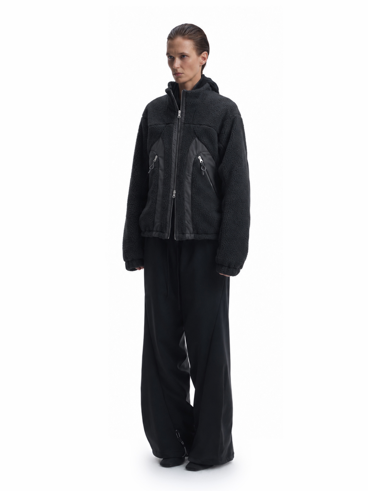 Lambs fleece patchwork jacket