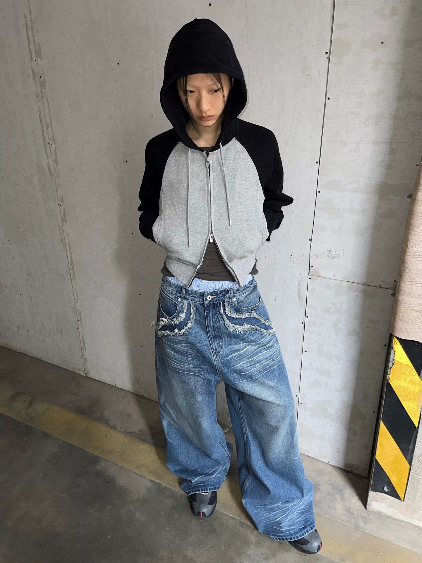ice-blue washed baggy-fit jeans