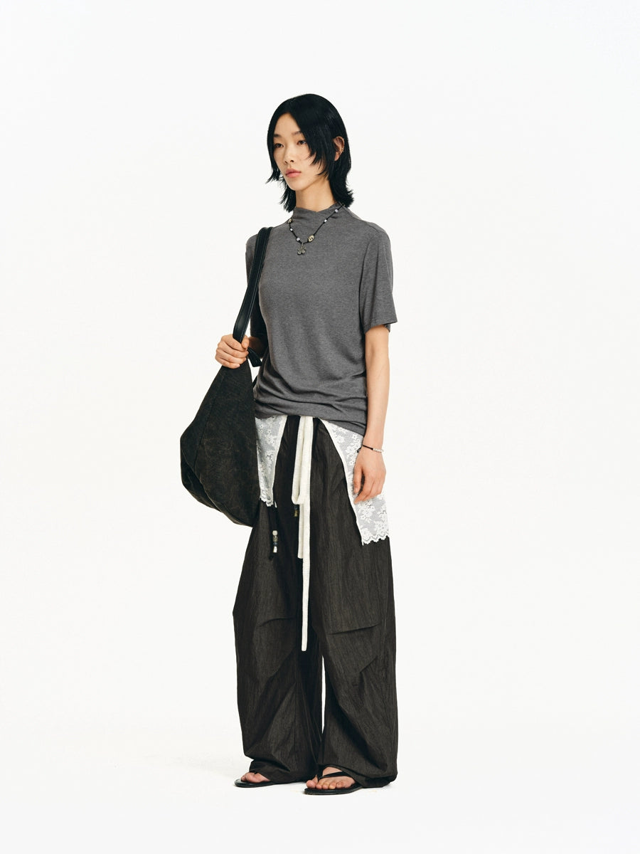 DIAGONAL TURTLENECK SHORT SLEEVE T-SHIRT
