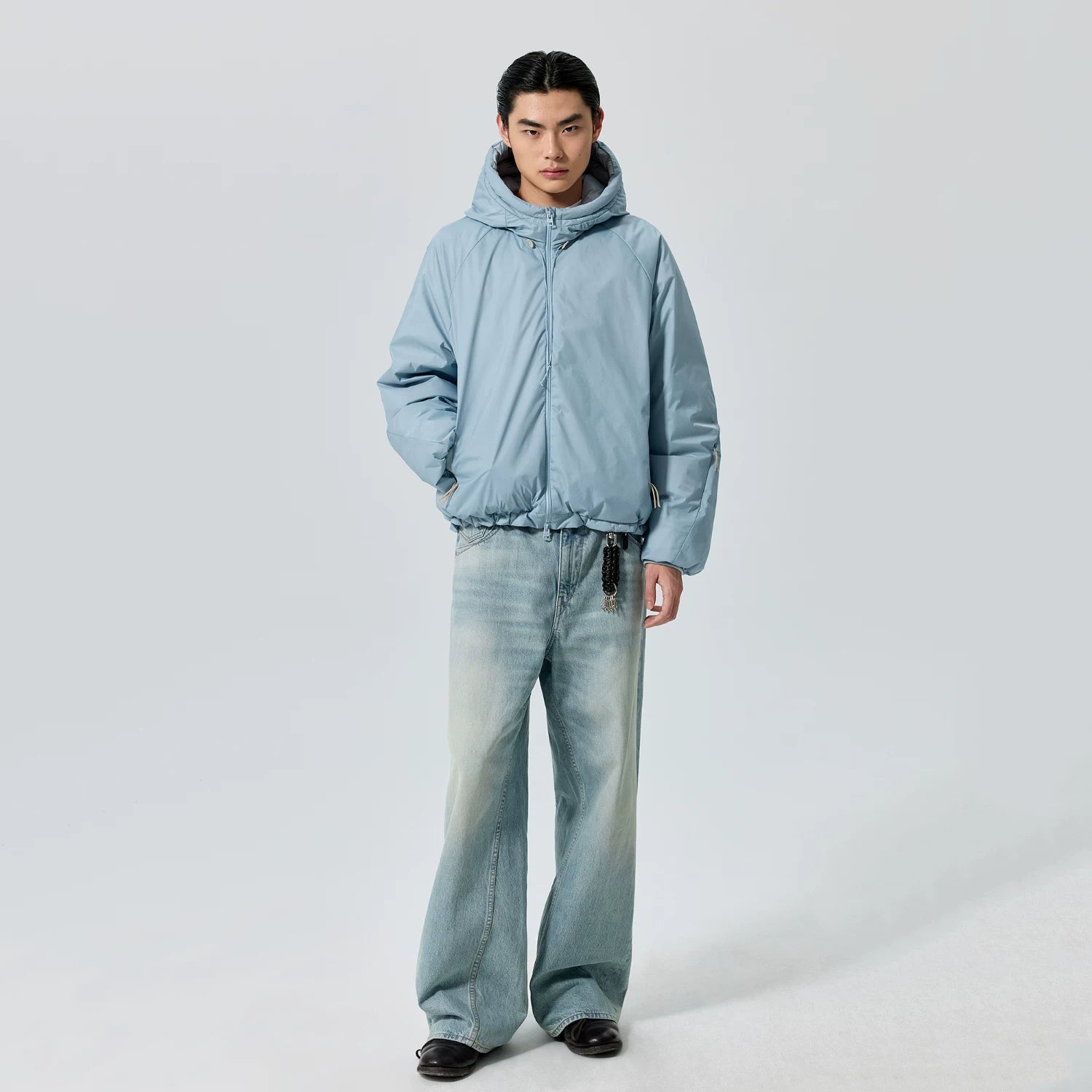 Braided leather keychain