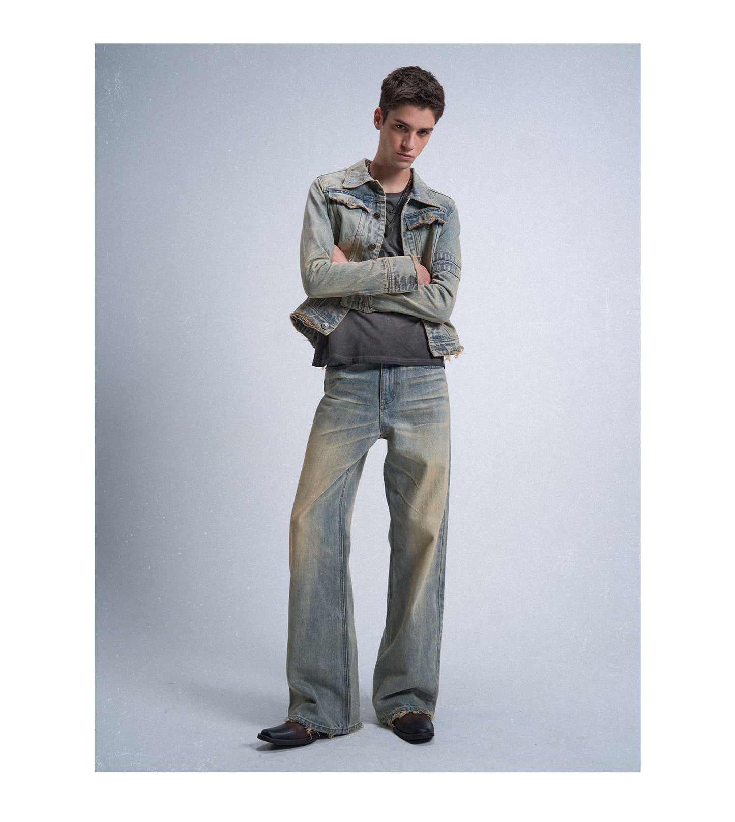 Ice Blue Mud Dyeing Straight Jeans