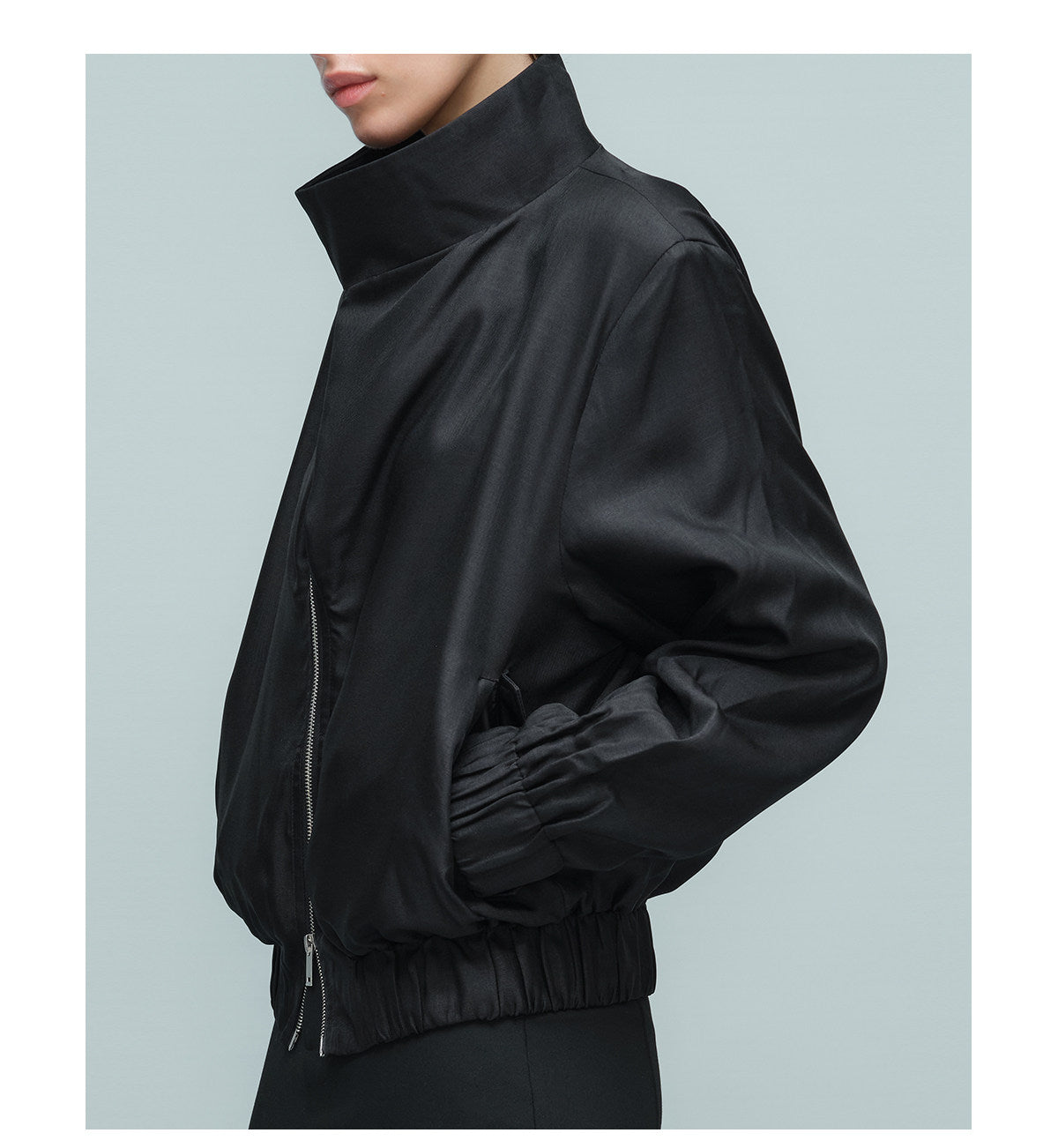 Asymmetrical slang zipper pilot jacket