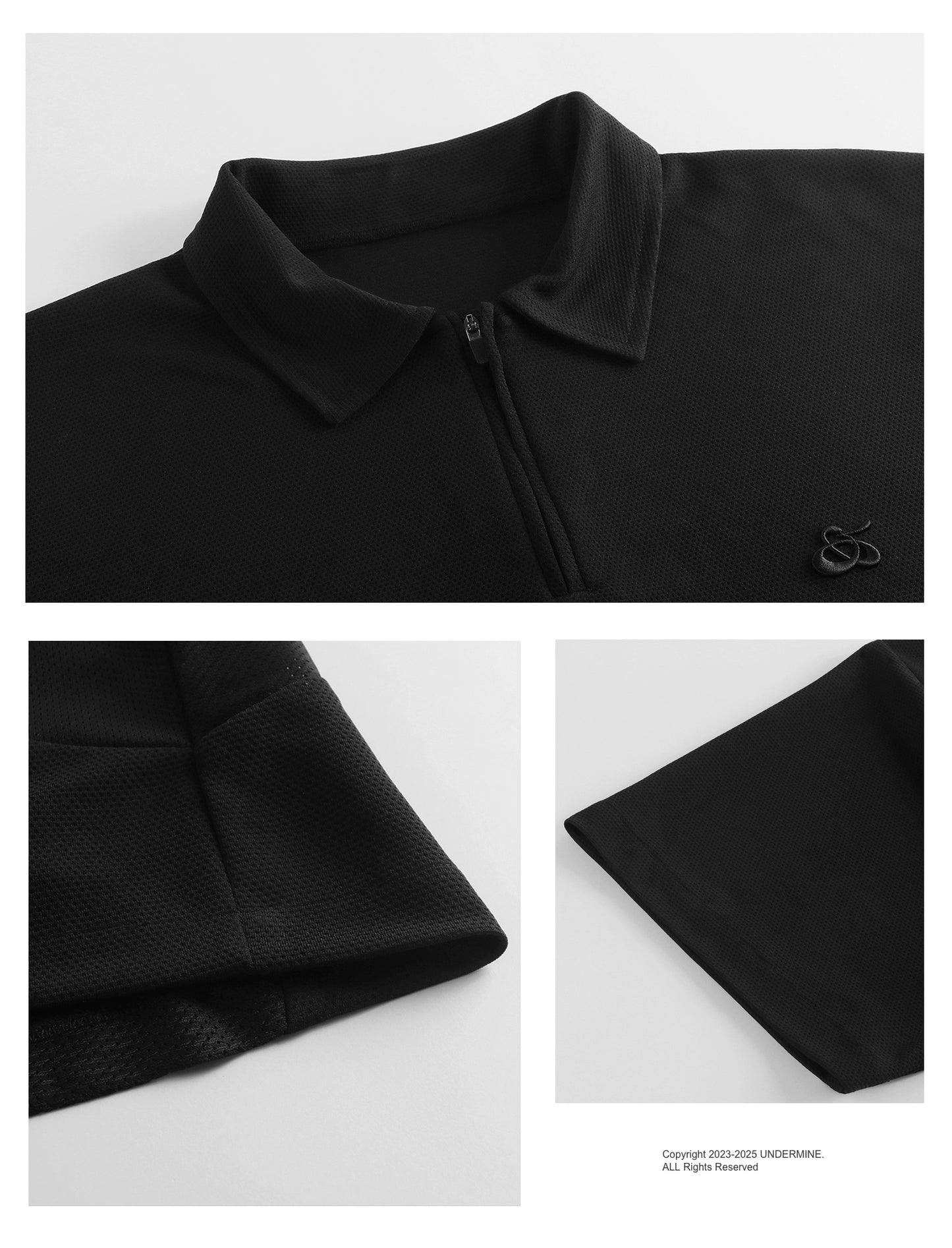 Mesh Panel Zip Polo