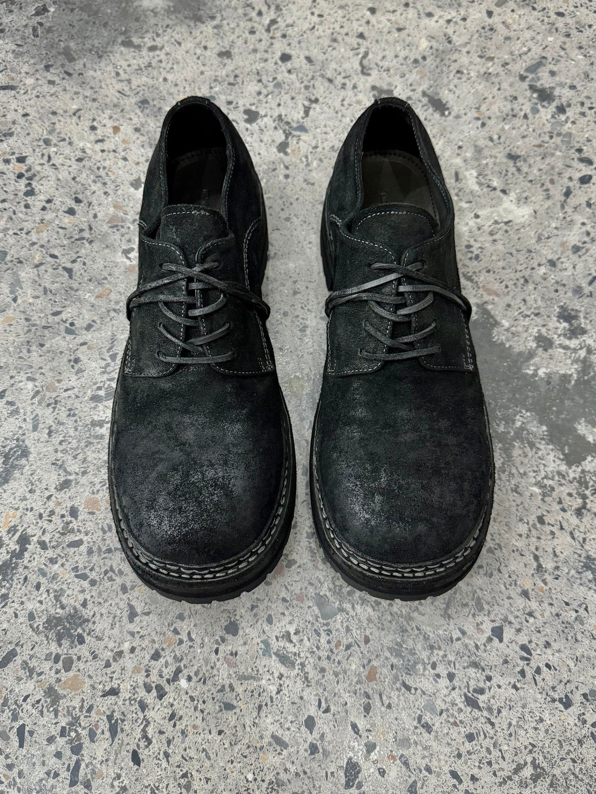 Double thread Goodyear derby leather shoes