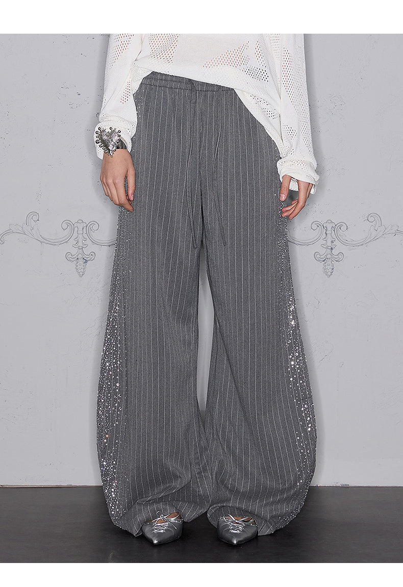 Striped Diamond Wide-leg Scimitar Trouser