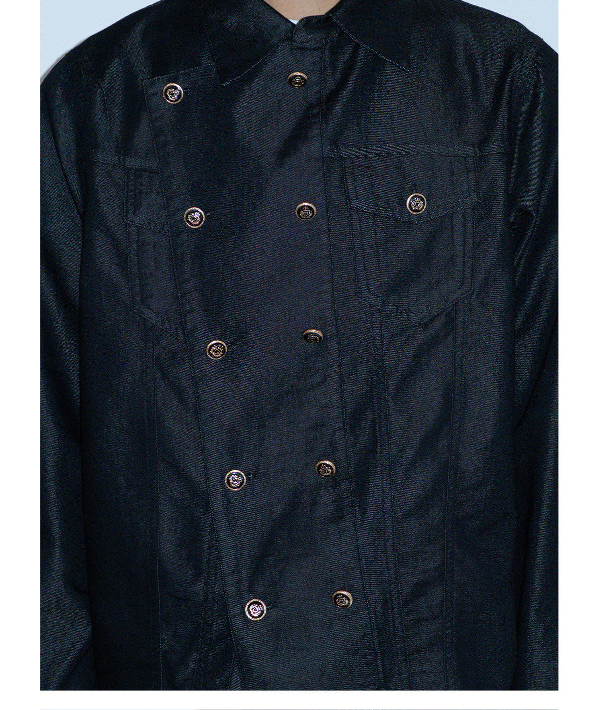 Irregular Hem Double-Breasted Shirt Jacket