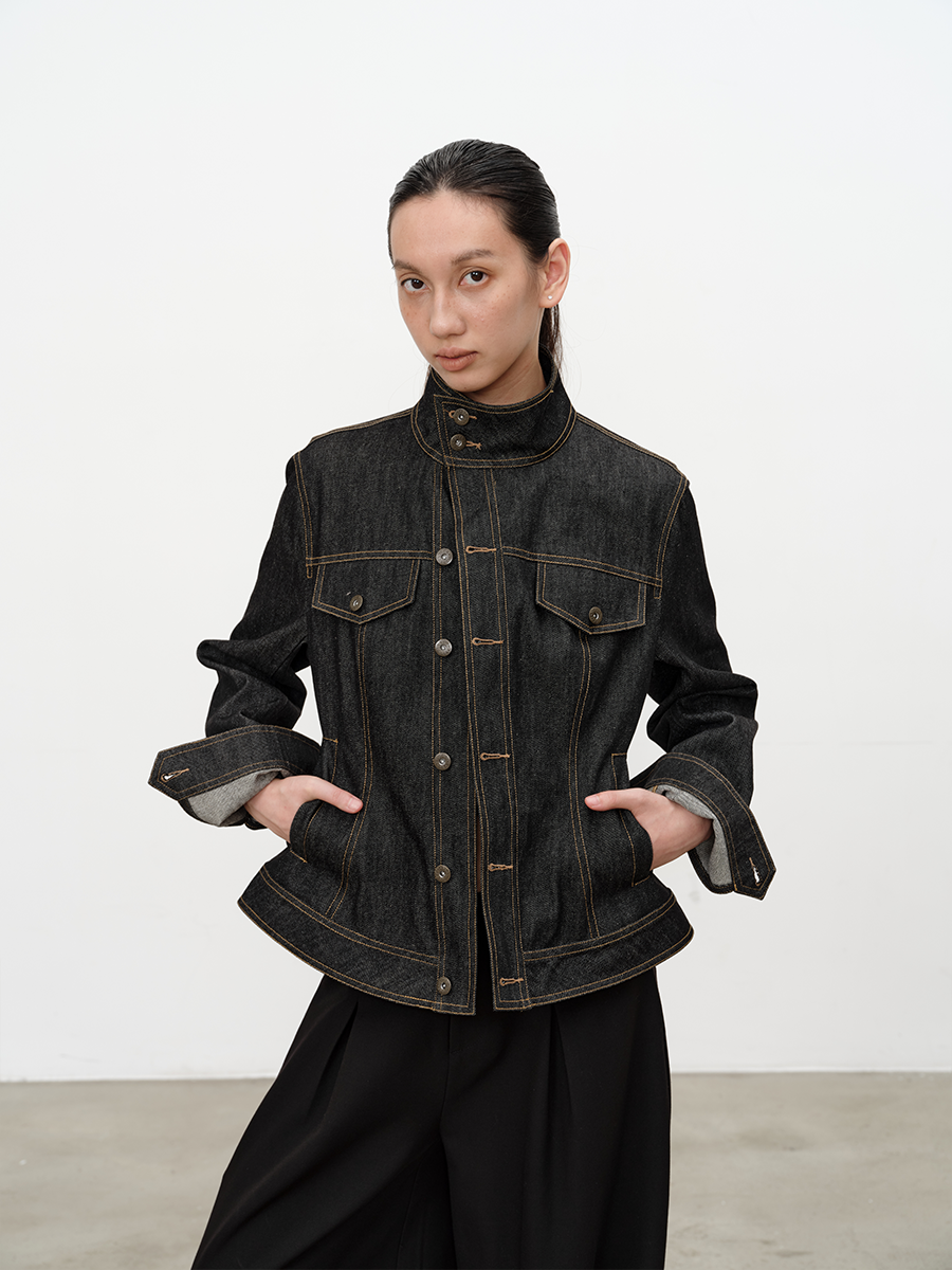 Slanted Placket Denim Jacket 12oz