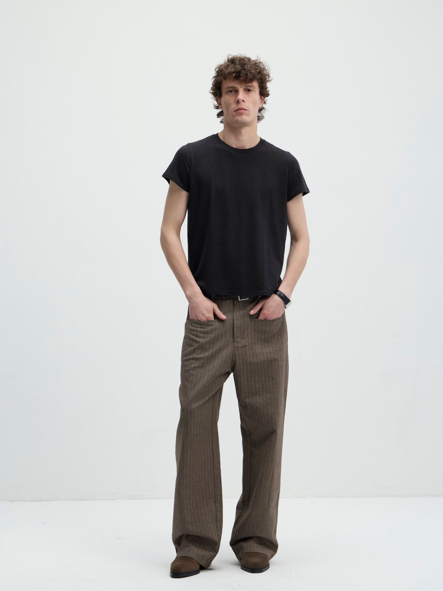 linen blend herringbone pants