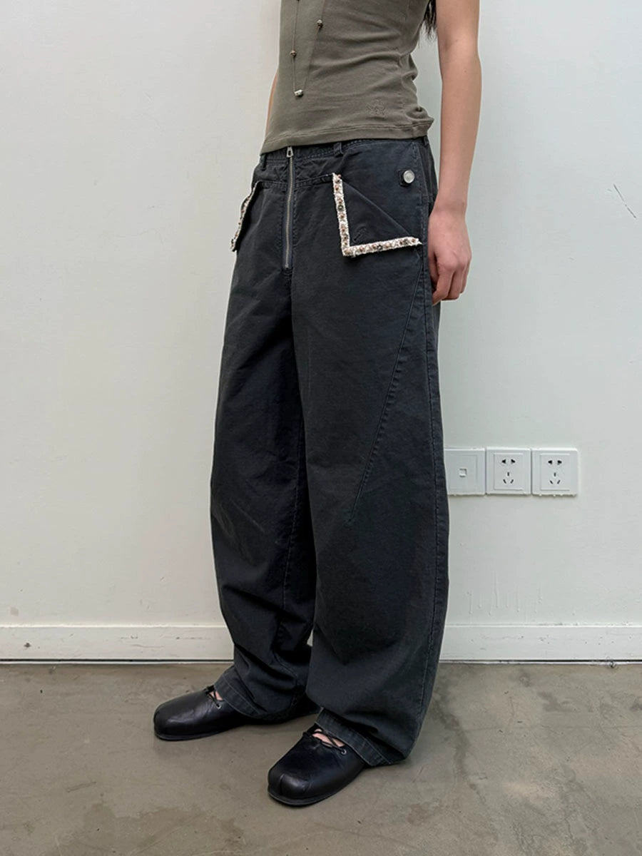 Beaded washed cargo pants