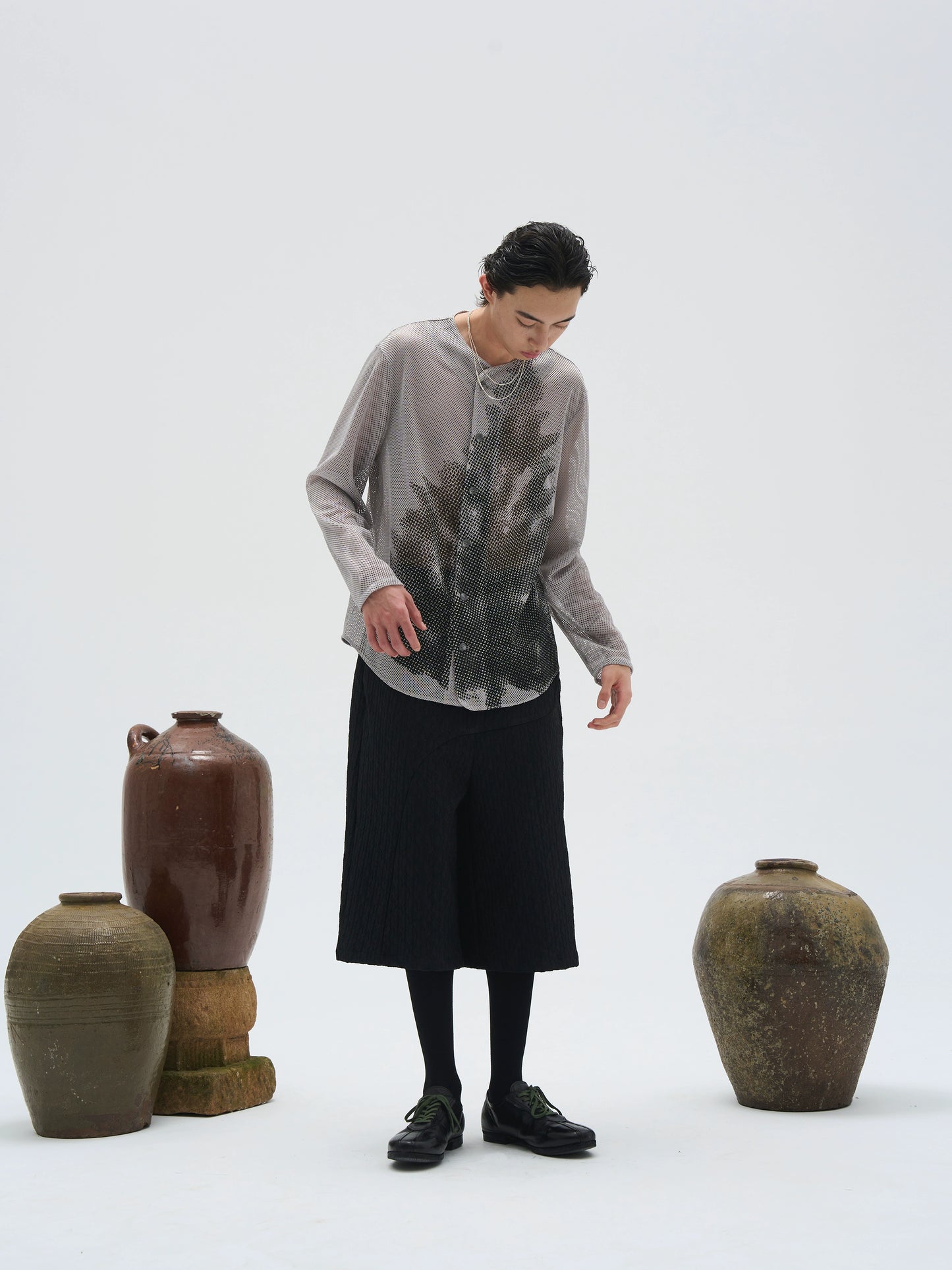 Pine Print Mesh Cardigan