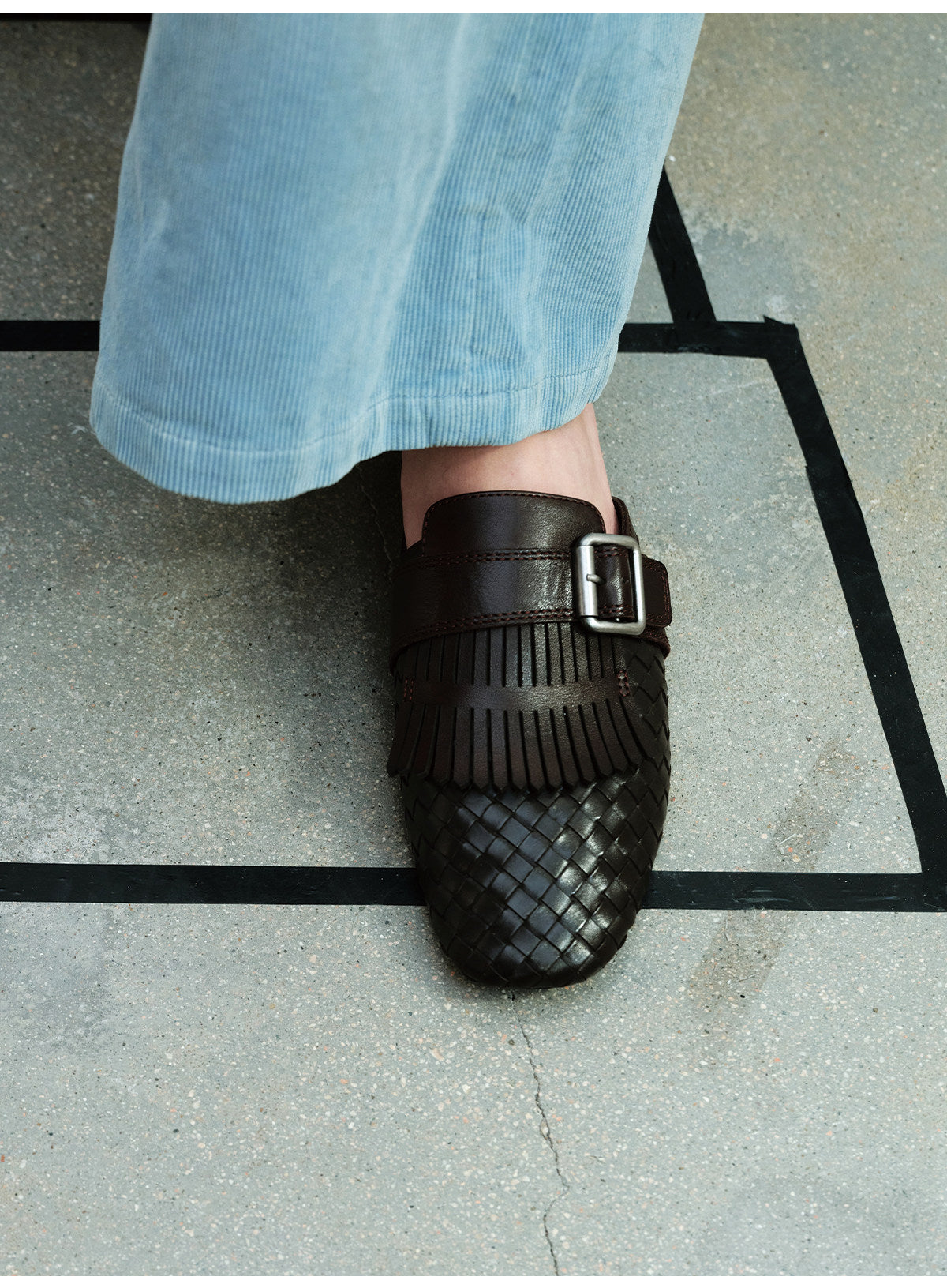 Monk Button Leather Slippers