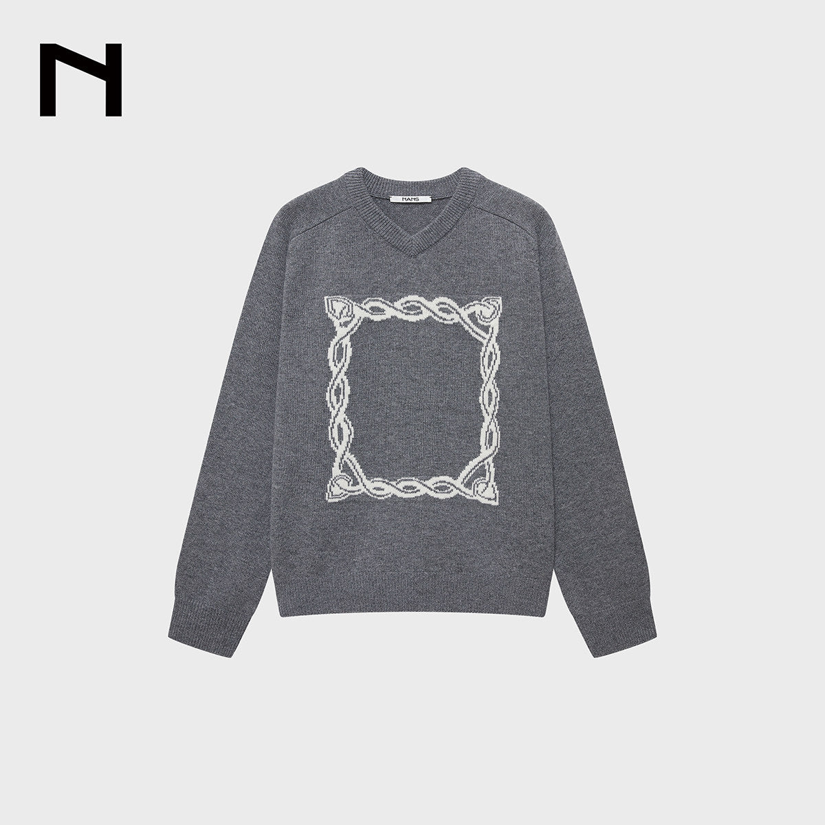 Cashmere Knotted Jacquard V-Neck Knit