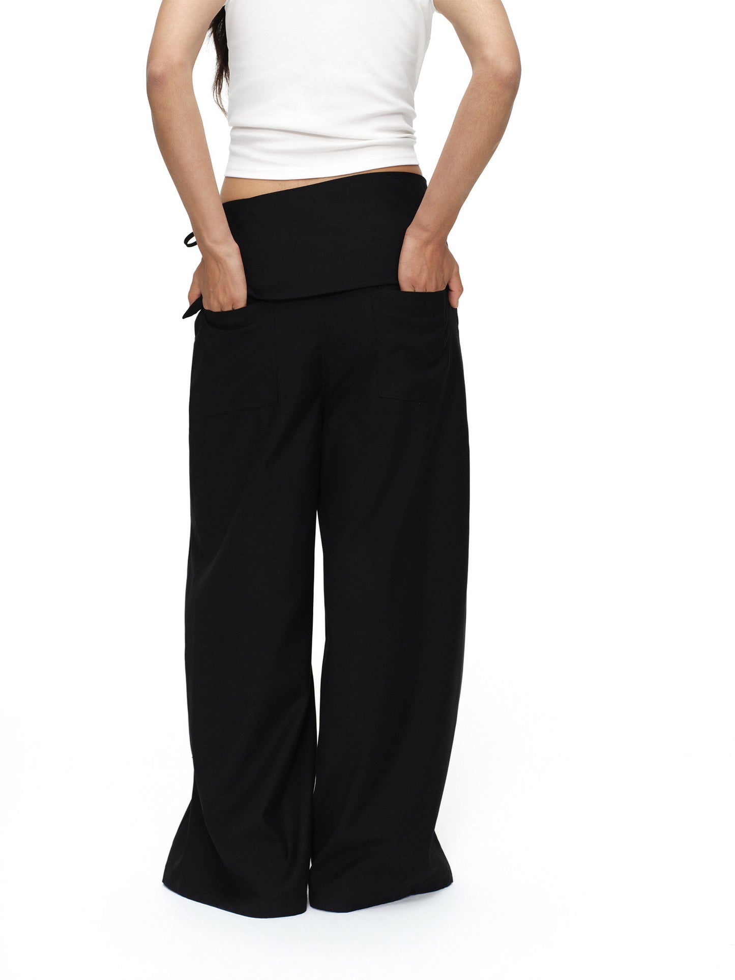 Button-down straight trousers
