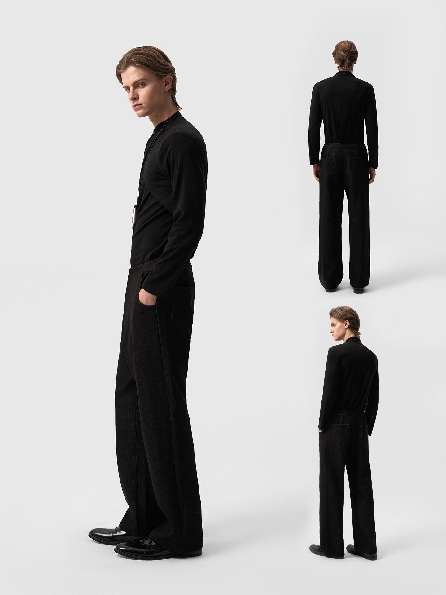 Pleated Long-Sleeve Single-Layer T-shirt