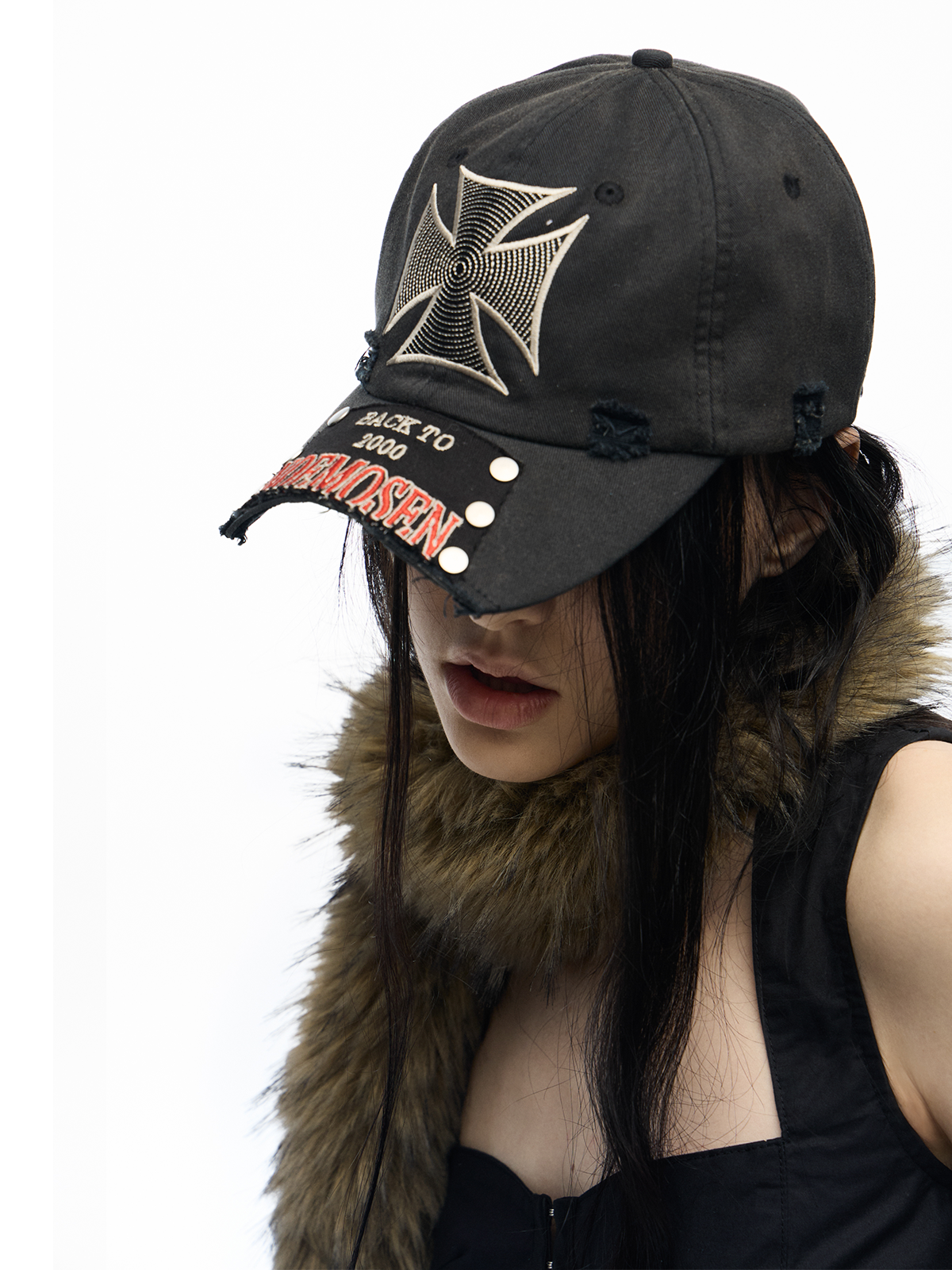 NoEmosen  iron cross studs cap