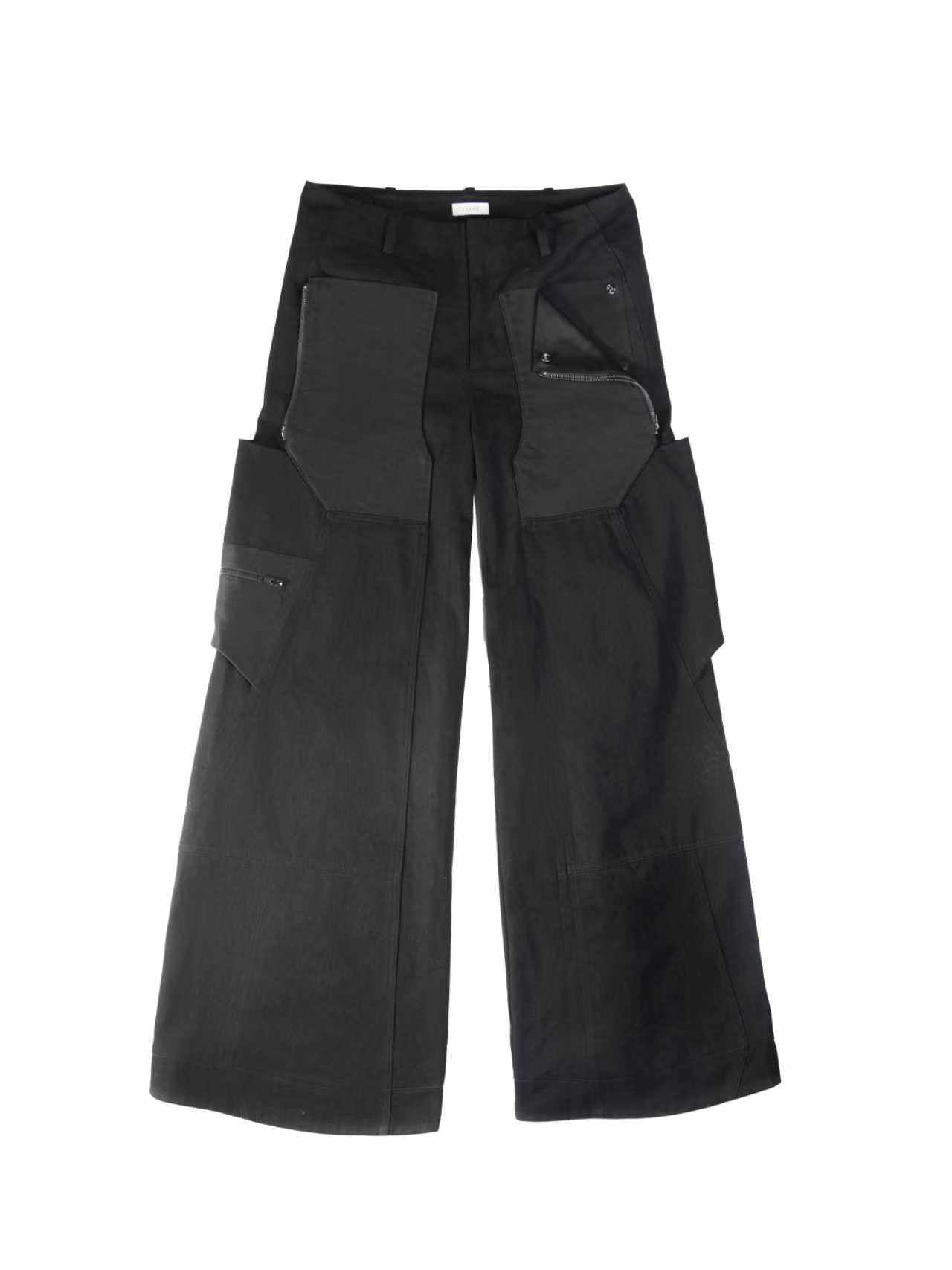 [Lunar Rider] multi-pocket patchwork wide-leg pants