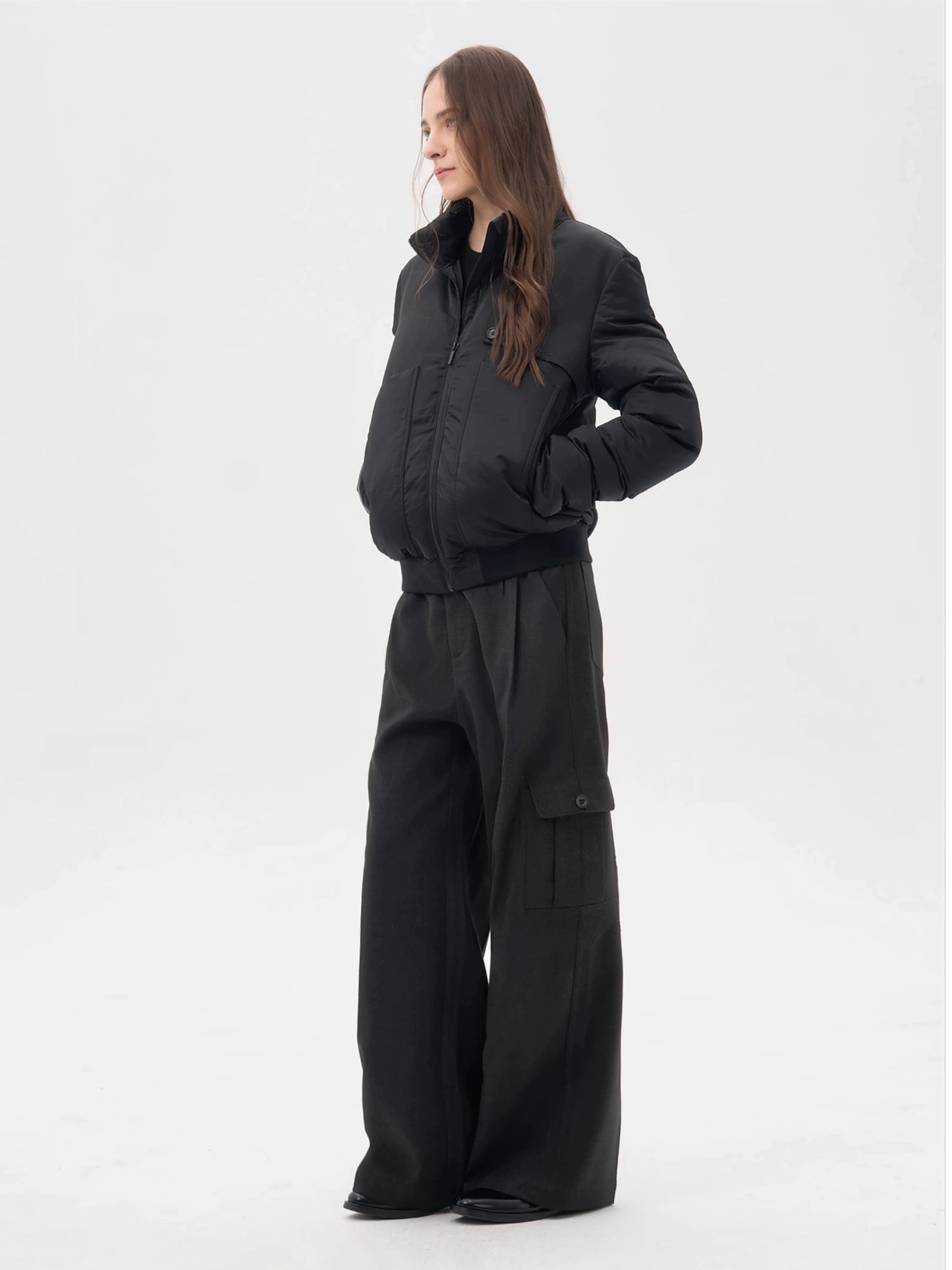 Rock Grey Wool 3D Cargo Trouser