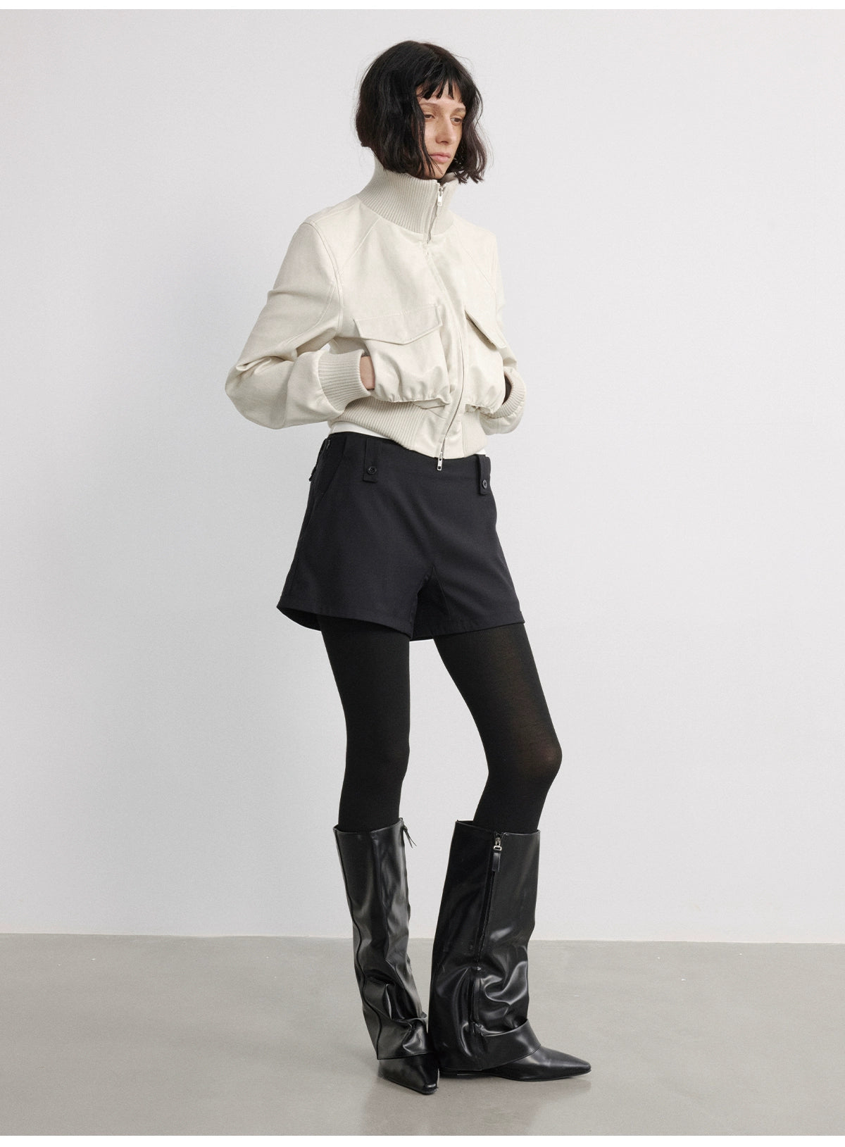 Oil-wax PU Leather Cropped Leather jacket