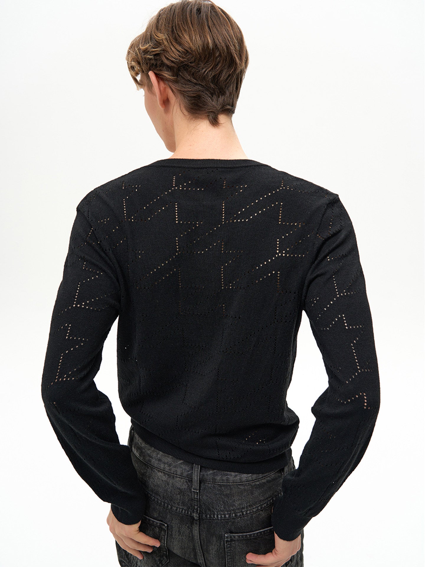 Ebony Black Cut-out Slim Long-Sleeved Sweater