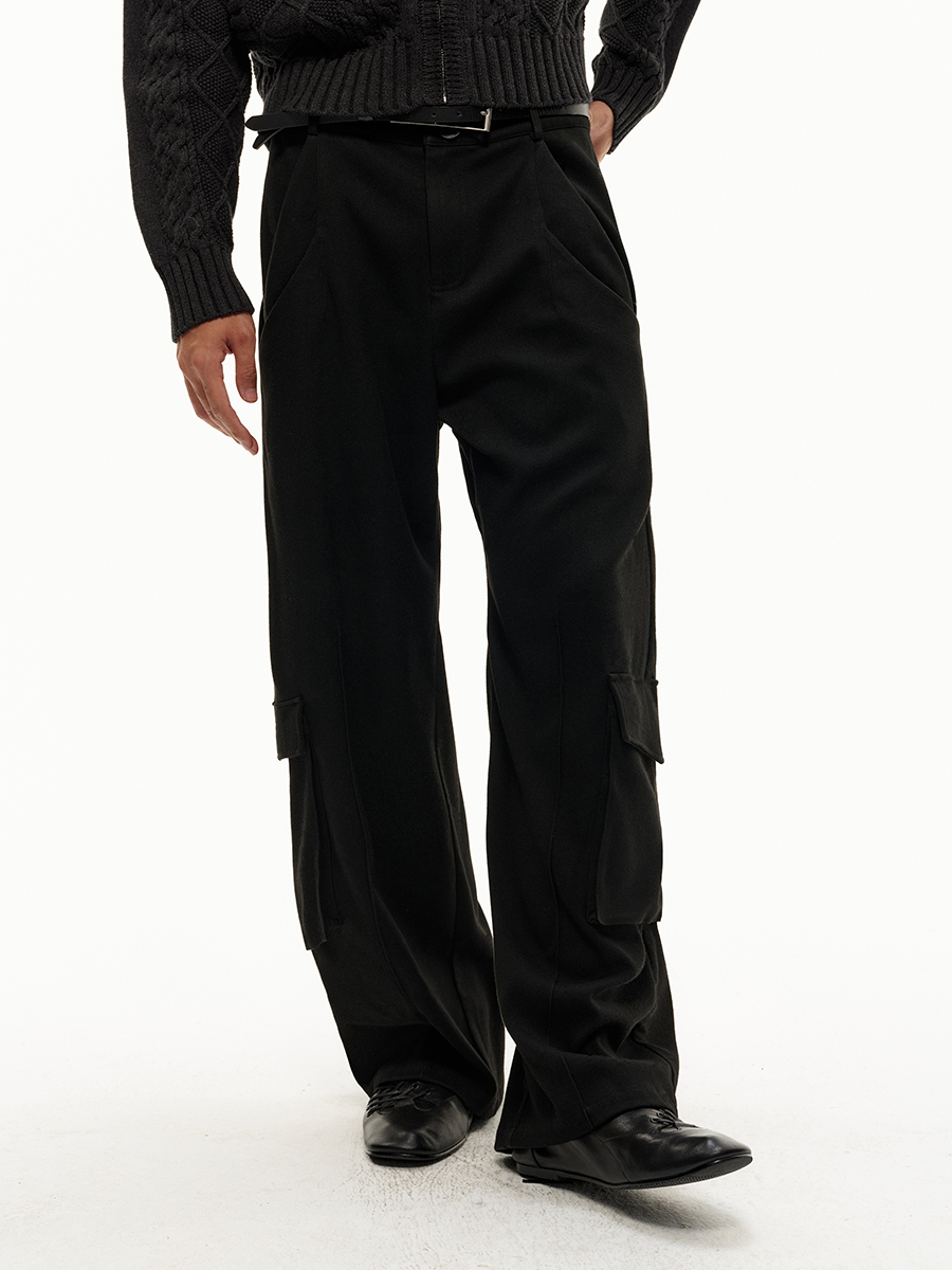 Double slip side patch pocket cargo pants