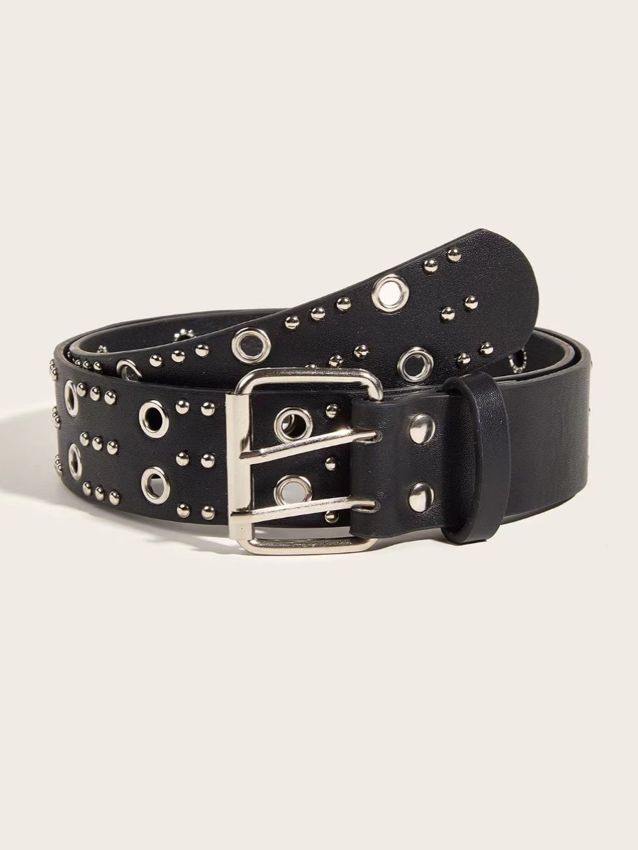 Double-breasted heavy metal punk belt
