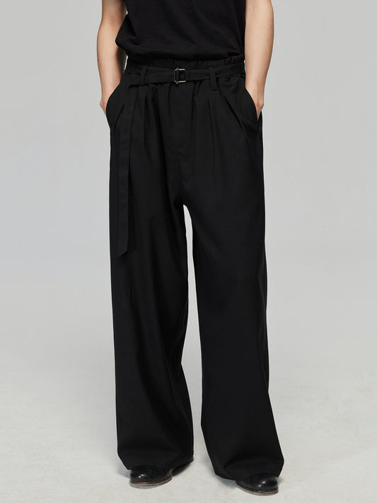 Waistband straight-leg trousers